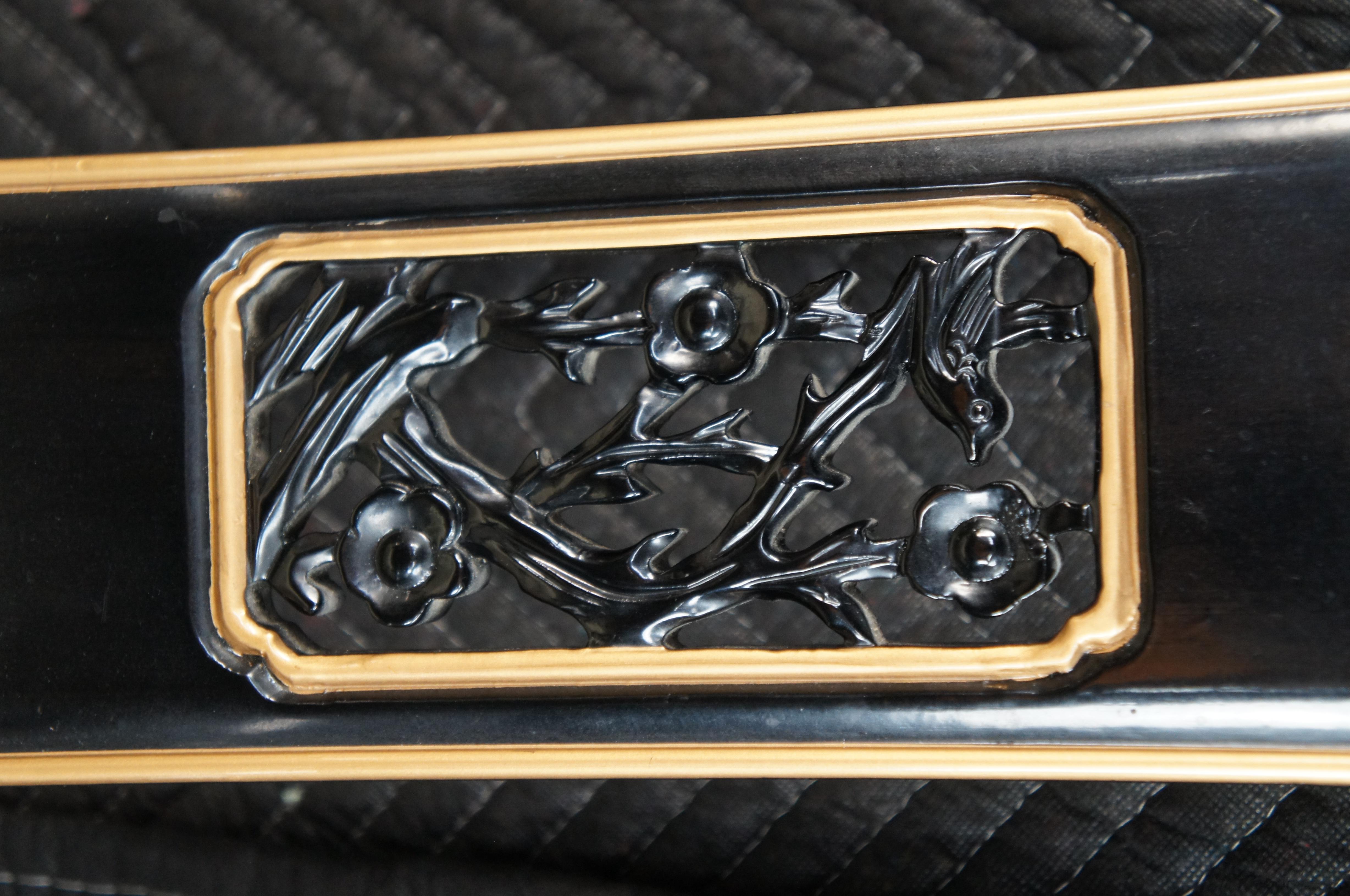 6 Sillas de Comedor de Chinoiserie Oriental de Mediados de Siglo Lacadas en Negro en Bastante bueno estado para la venta en Dayton, OH