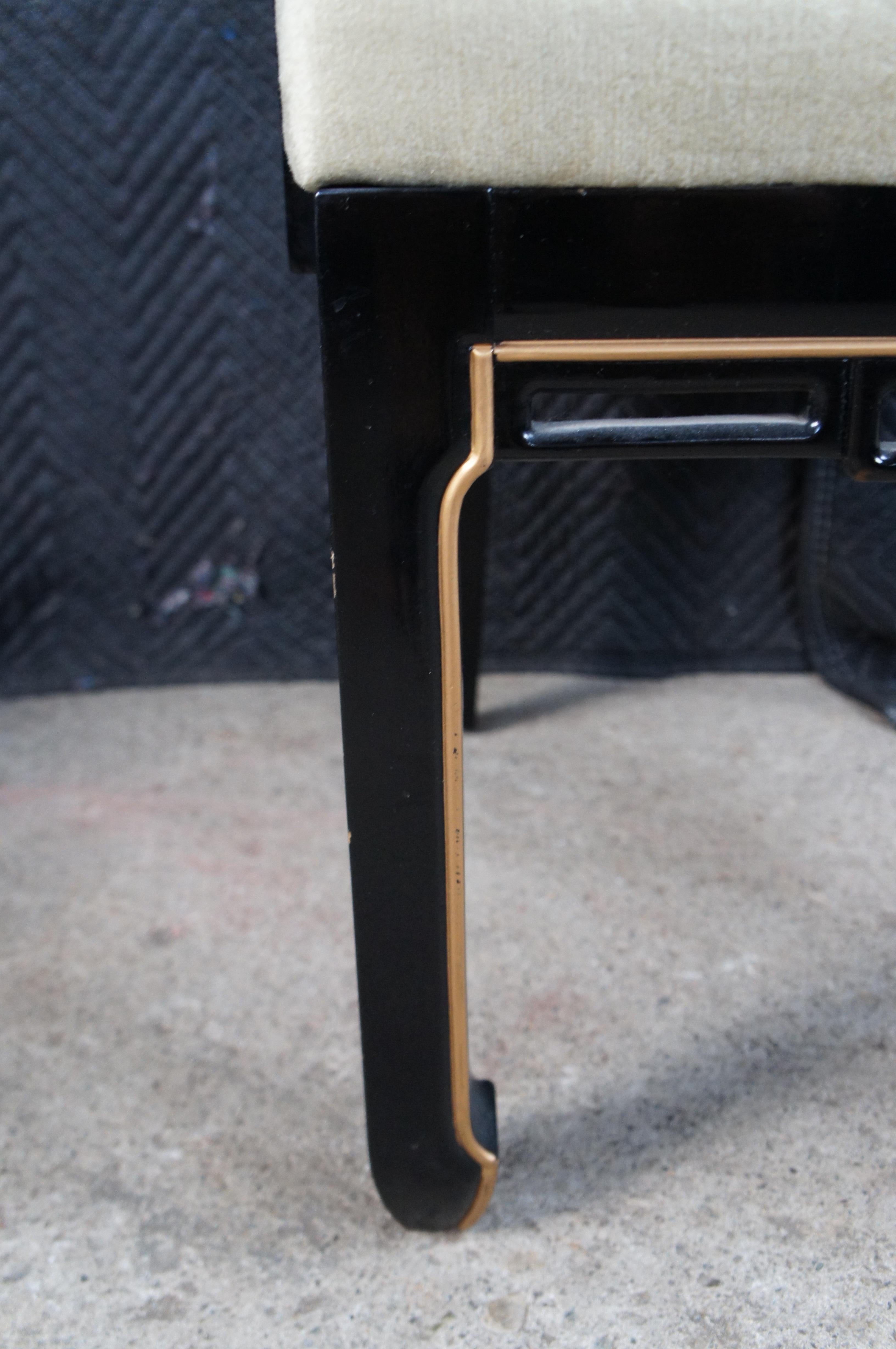 6 Sillas de Comedor de Chinoiserie Oriental de Mediados de Siglo Lacadas en Negro siglo XX en venta