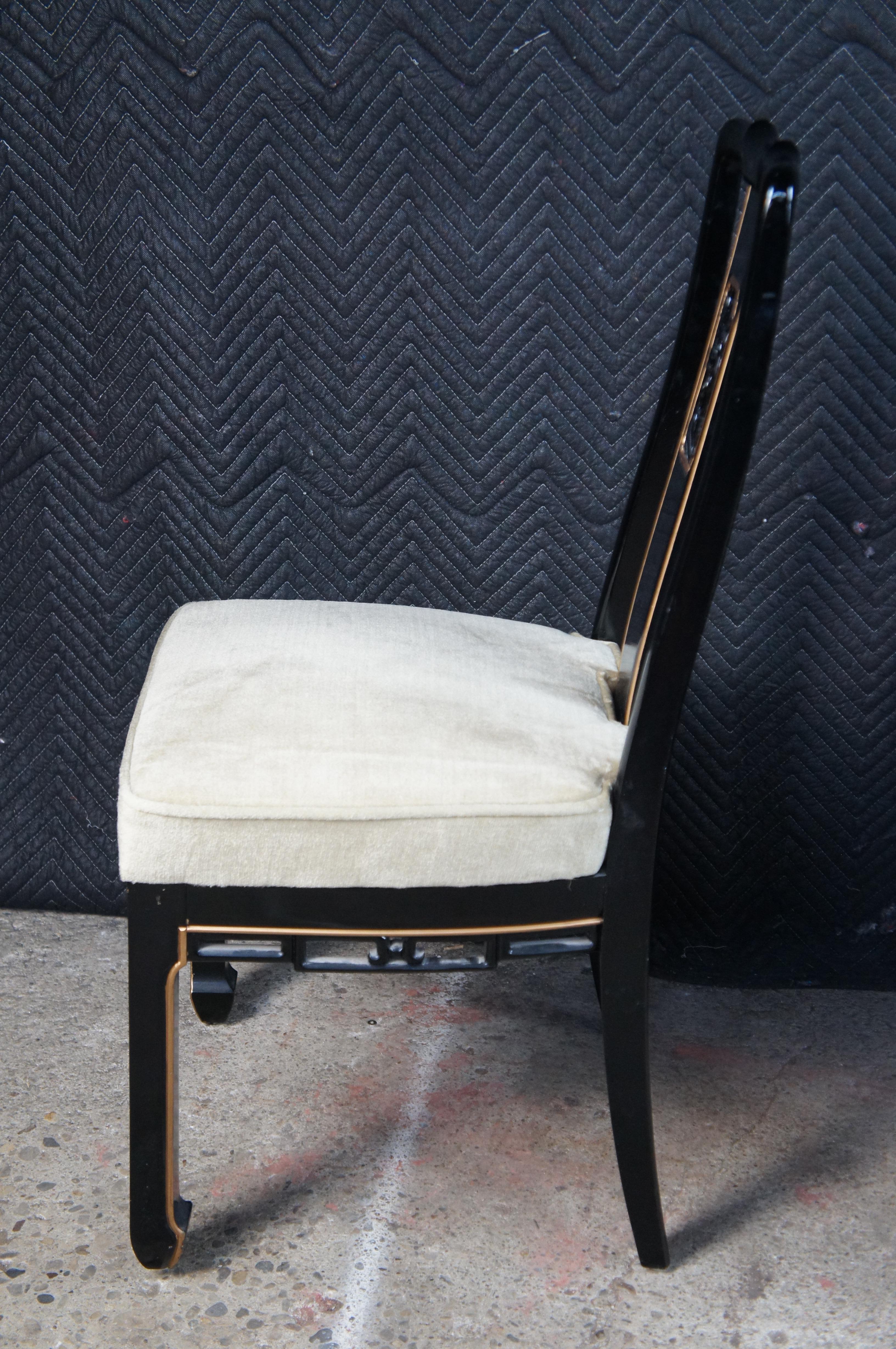 6 Sillas de Comedor de Chinoiserie Oriental de Mediados de Siglo Lacadas en Negro en venta 3
