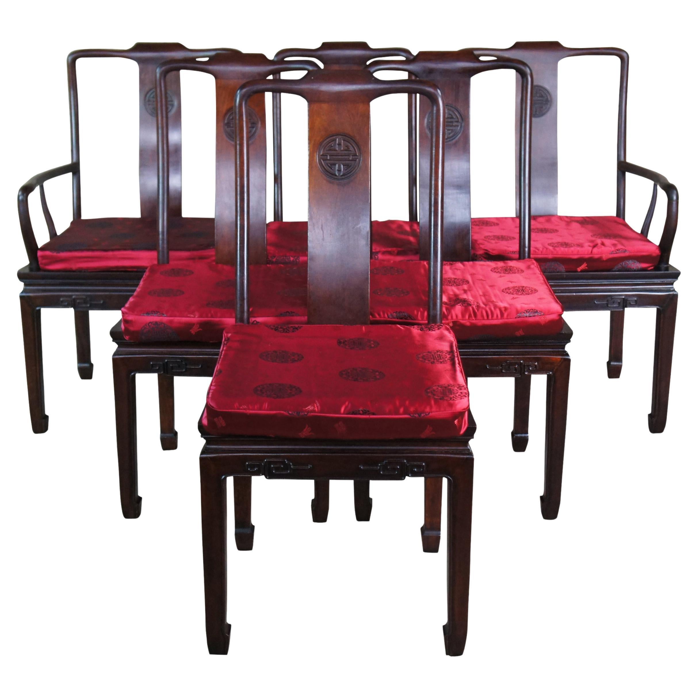 6 Mid Century Chinese Rosewood Ming Style Imperial Chinoiserie Dining Chairs