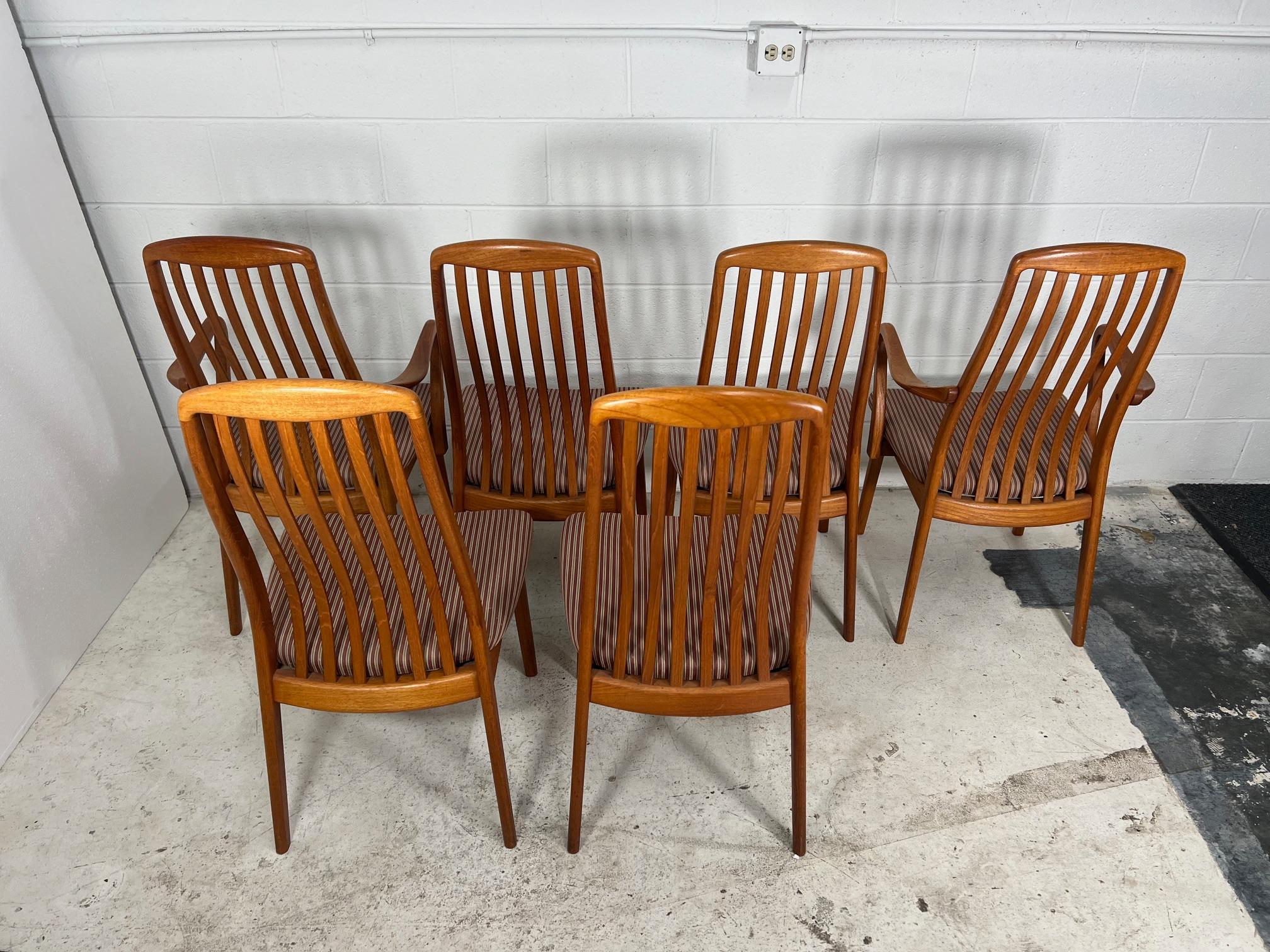 6 Mid Century Danish Modern Teak Dining Chairs By Schou Andersen Slat  Back  3