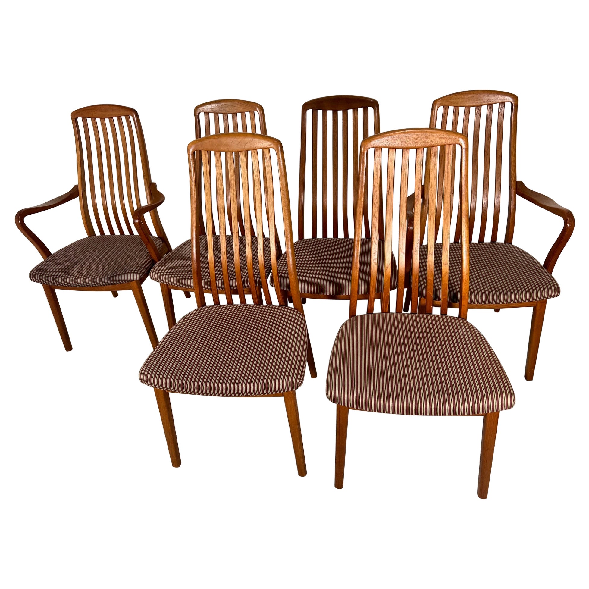 6 Mid Century Danish Modern Teak Dining Chairs By Schou Andersen Slat  Back