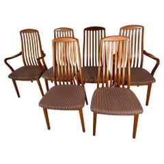 6 Mid Century Danish Modern Teak Dining Chairs By Schou Andersen Slat  Back