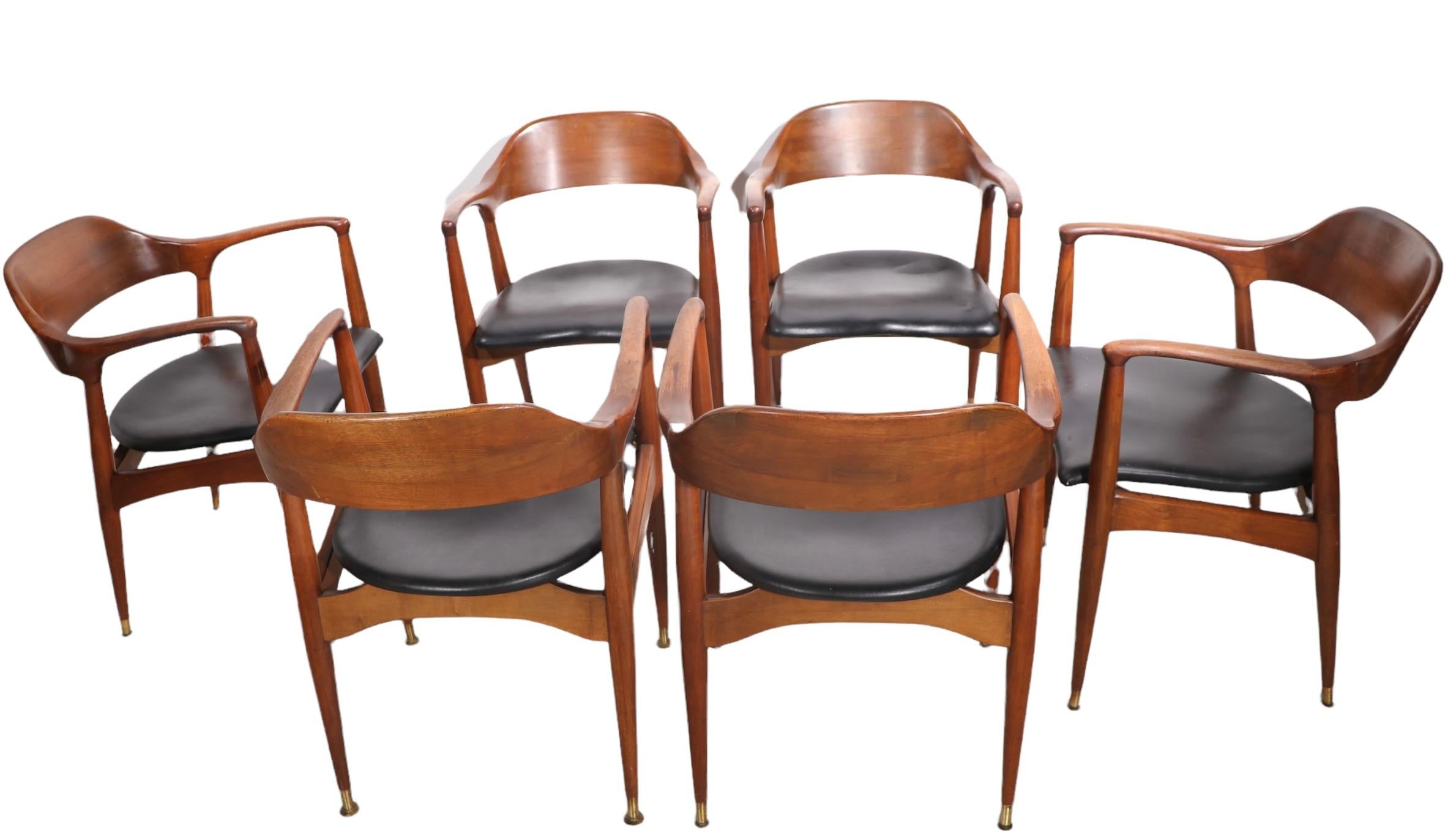 6 Mid Century Dining Arm Chairs by Jack Van der Molen for Jamestown Furniture In Good Condition In New York, NY