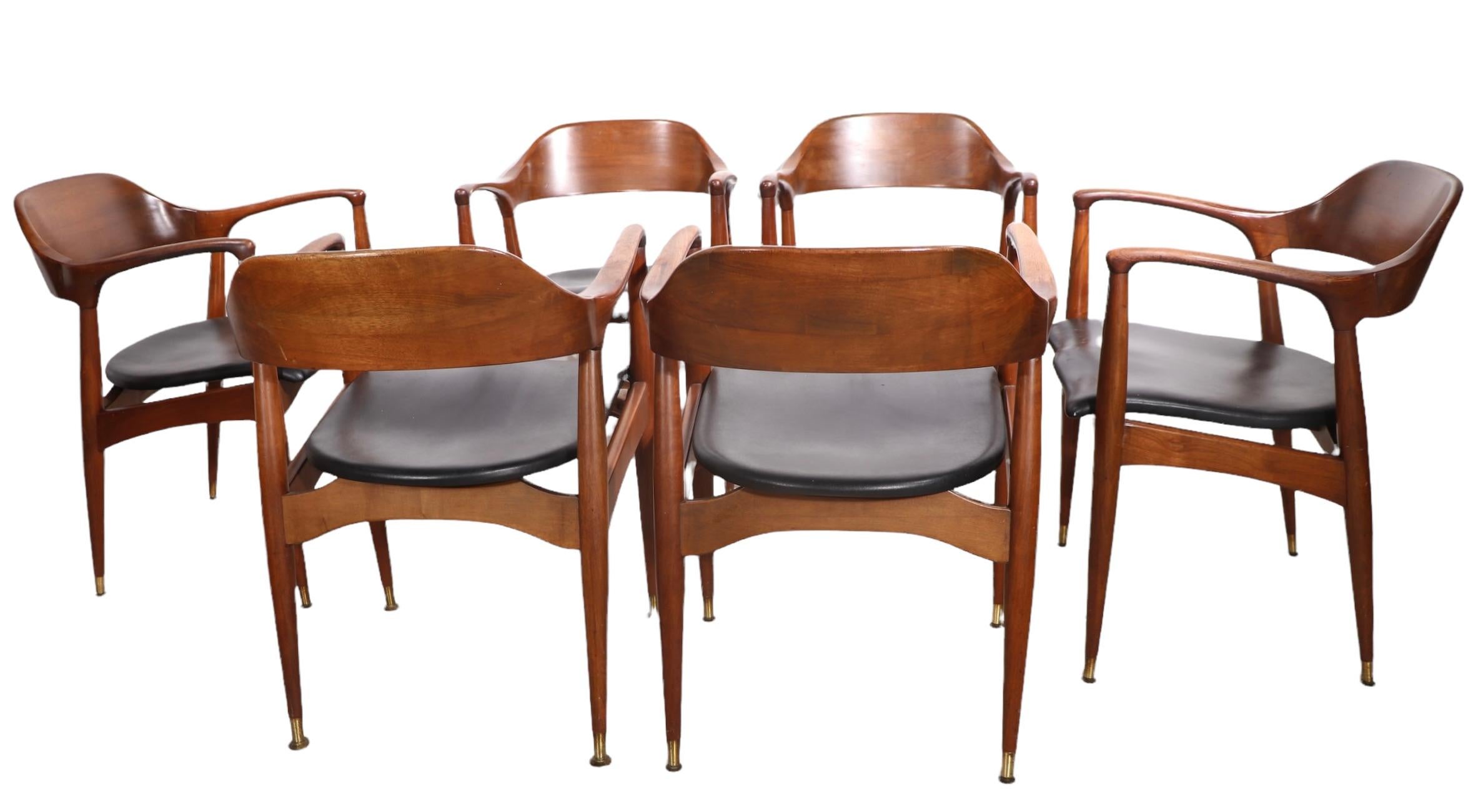 20th Century 6 Mid Century Dining Arm Chairs by Jack Van der Molen for Jamestown Furniture