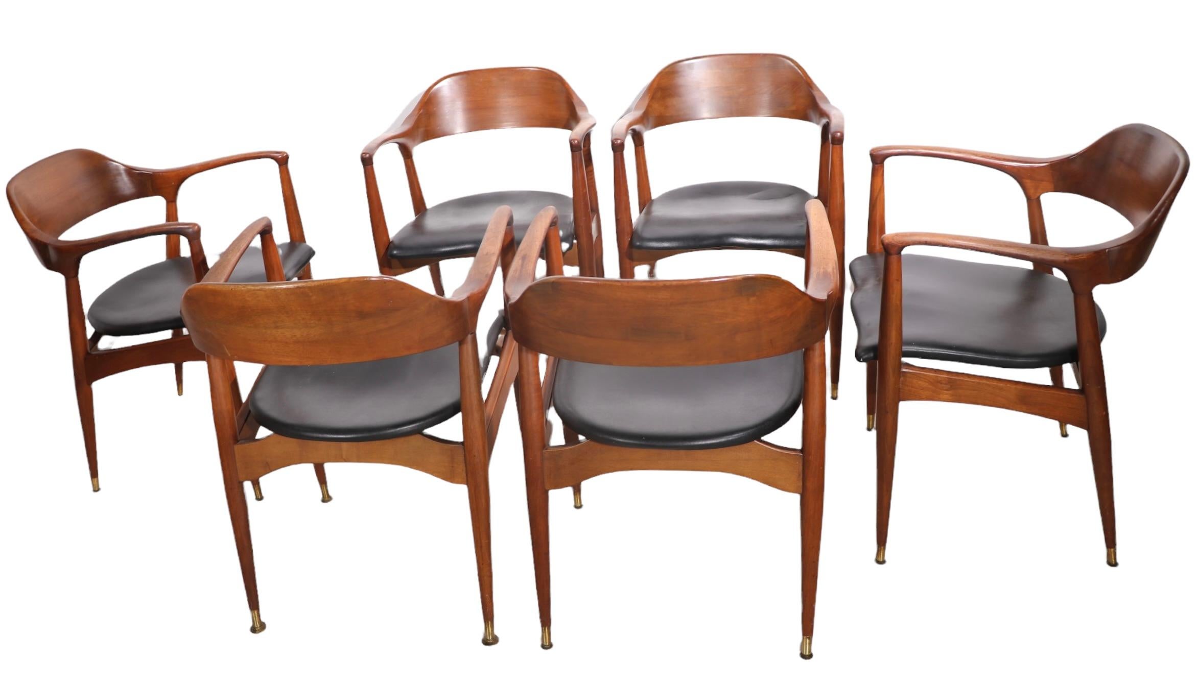 Upholstery 6 Mid Century Dining Arm Chairs by Jack Van der Molen for Jamestown Furniture