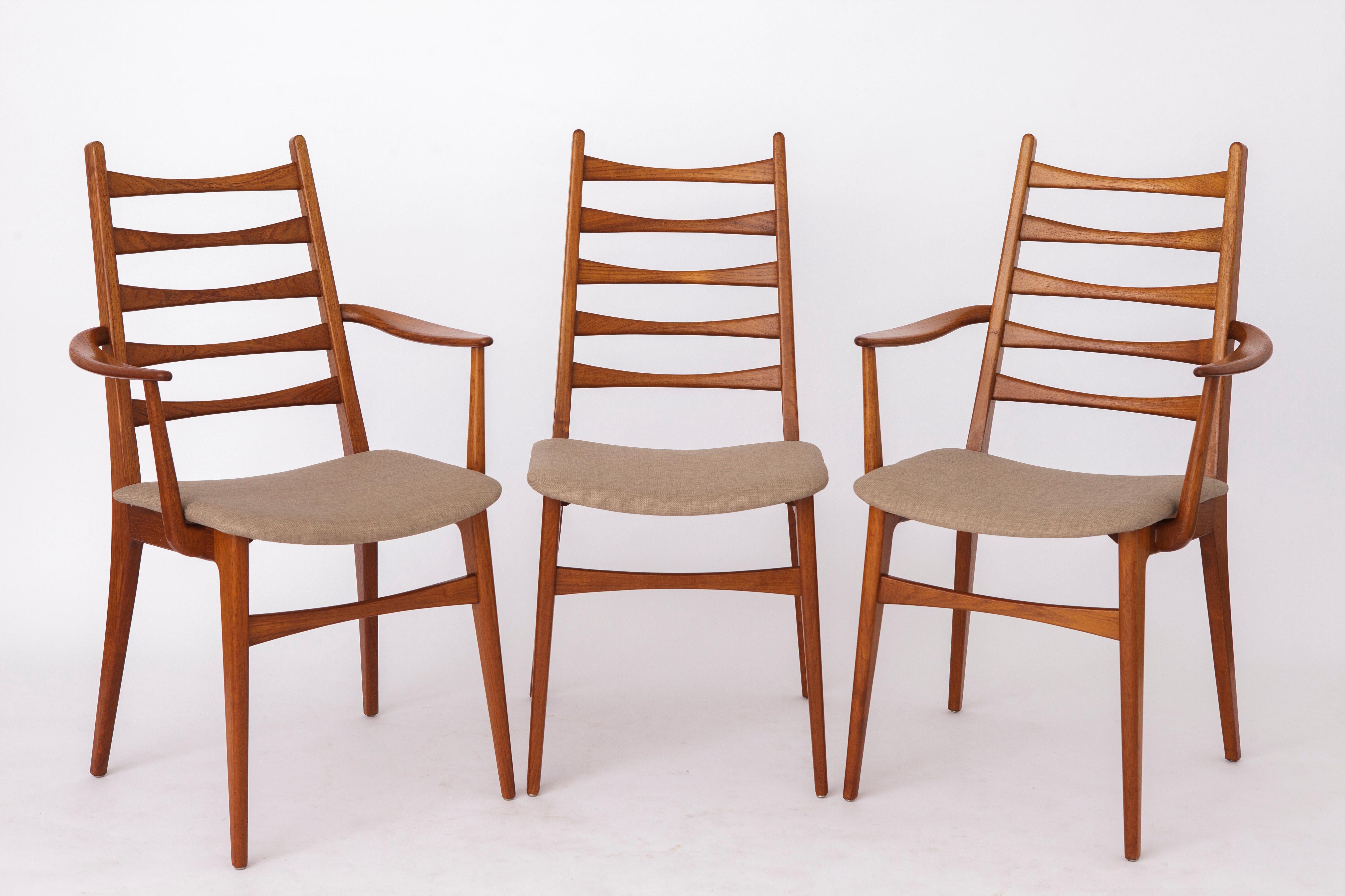 6 Mid century dining chairs, 1960s, Germany, Teak, Vintage In Good Condition In Hannover, DE