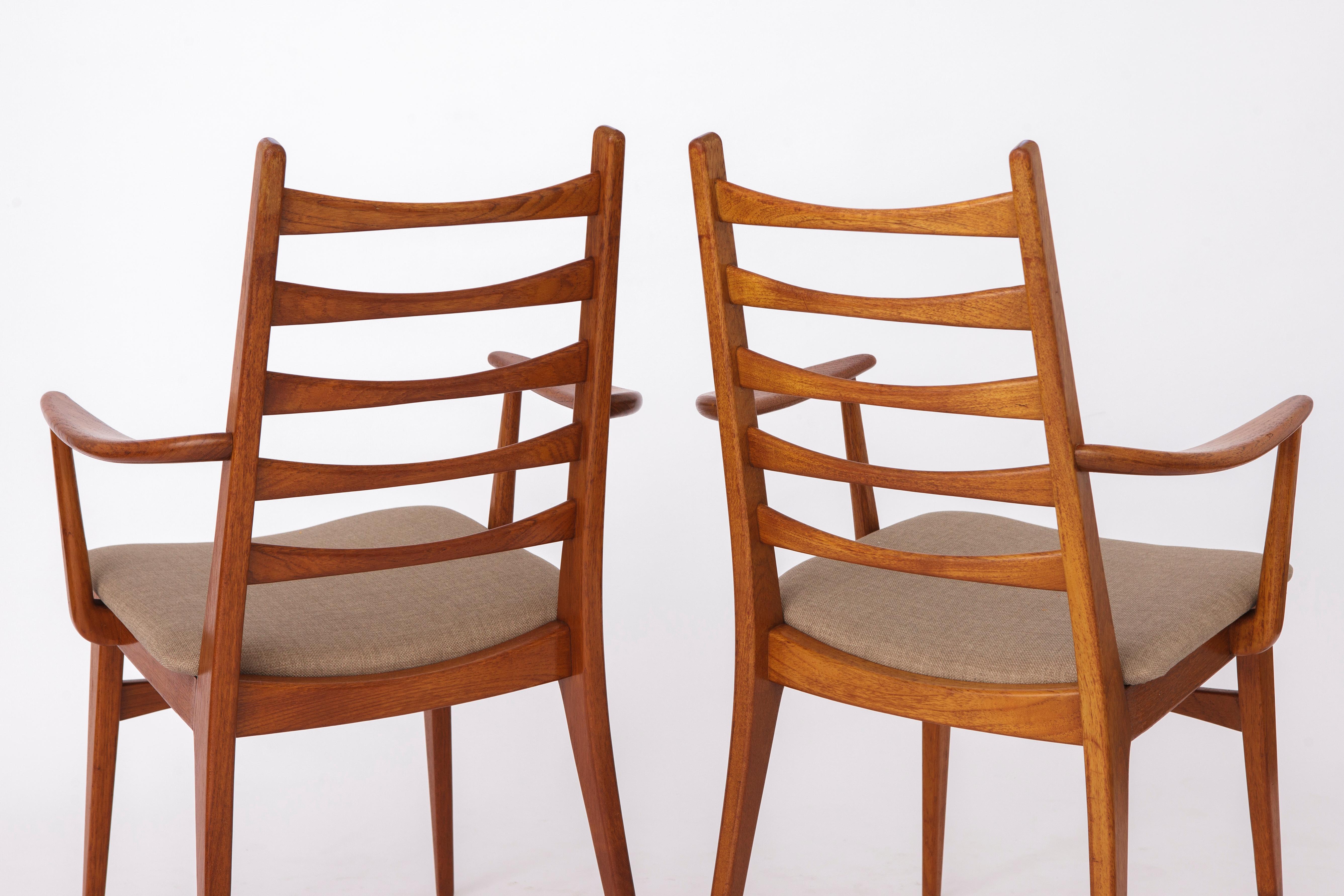 6 Mid century dining chairs, 1960s, Germany, Teak, Vintage 1