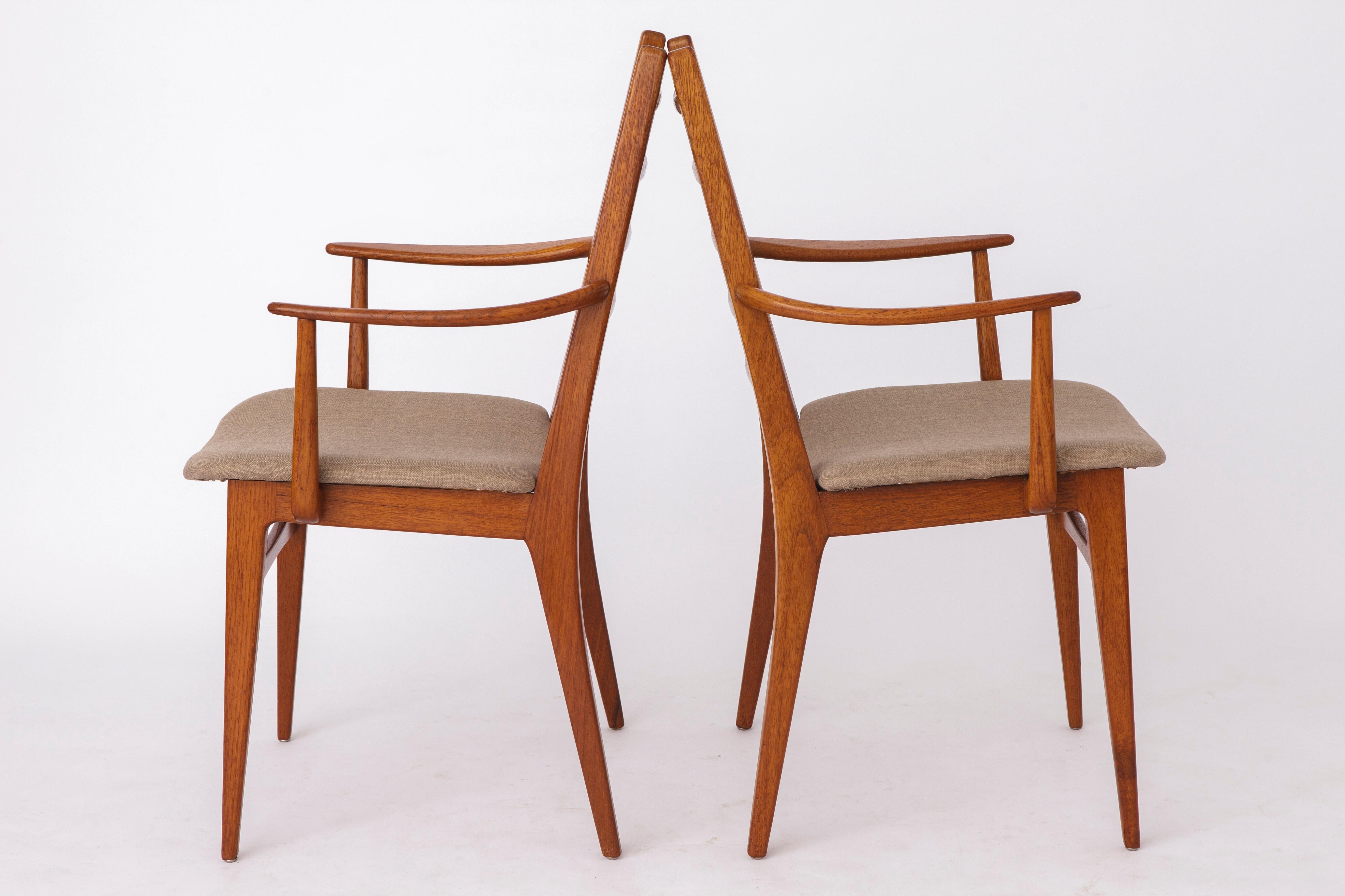 6 Mid century dining chairs, 1960s, Germany, Teak, Vintage 2