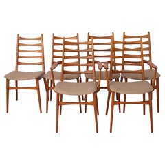 6 Mid century dining chairs, 1960s, Germany, Teak, Vintage