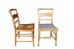 6 Mid Century Early American Maple Rush Seat Country Farmhouse Dining Chairs