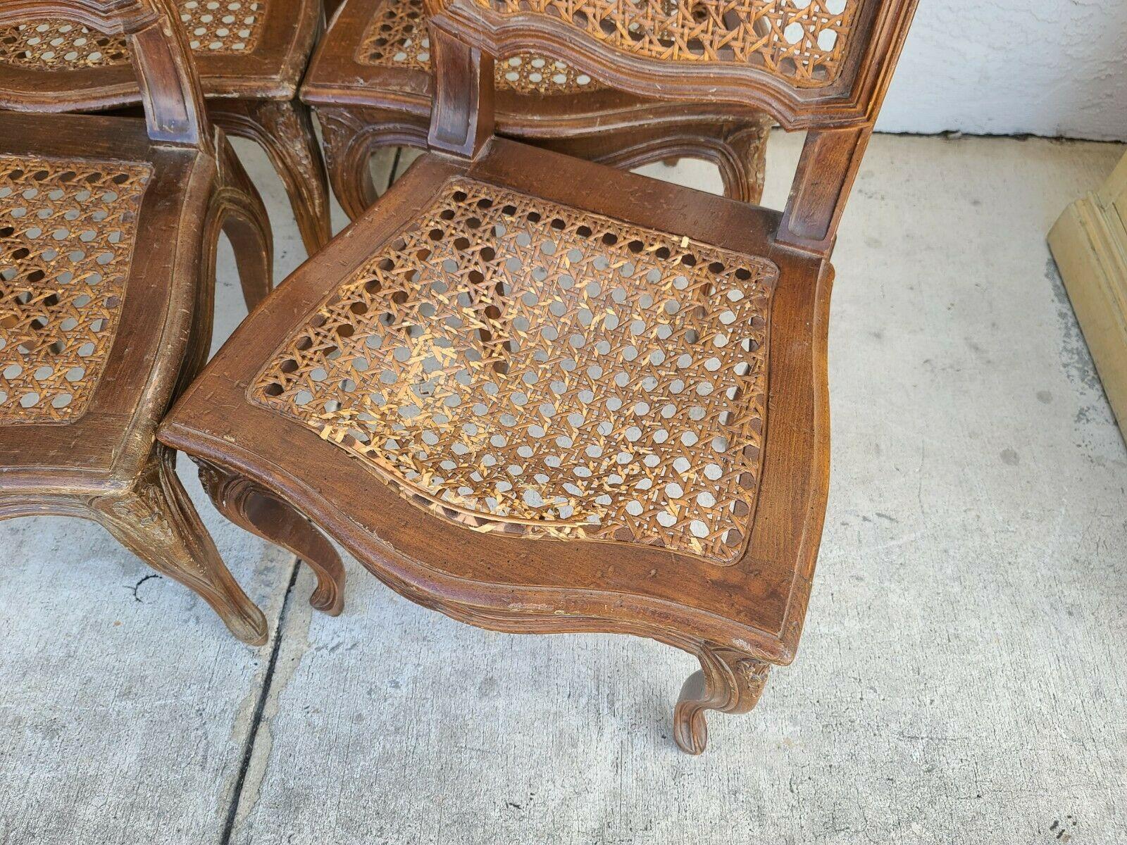 '6' Mid Century French Wingback Cane Dining Chairs by Mariano Garcia of Spain For Sale 5