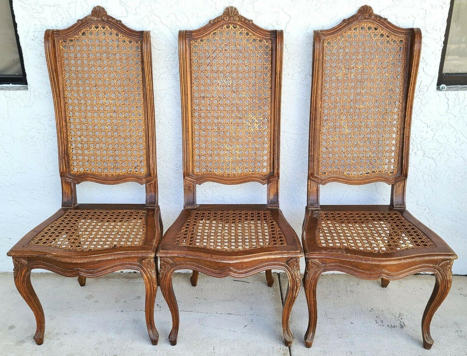 Caning '6' Mid Century French Wingback Cane Dining Chairs by Mariano Garcia of Spain For Sale