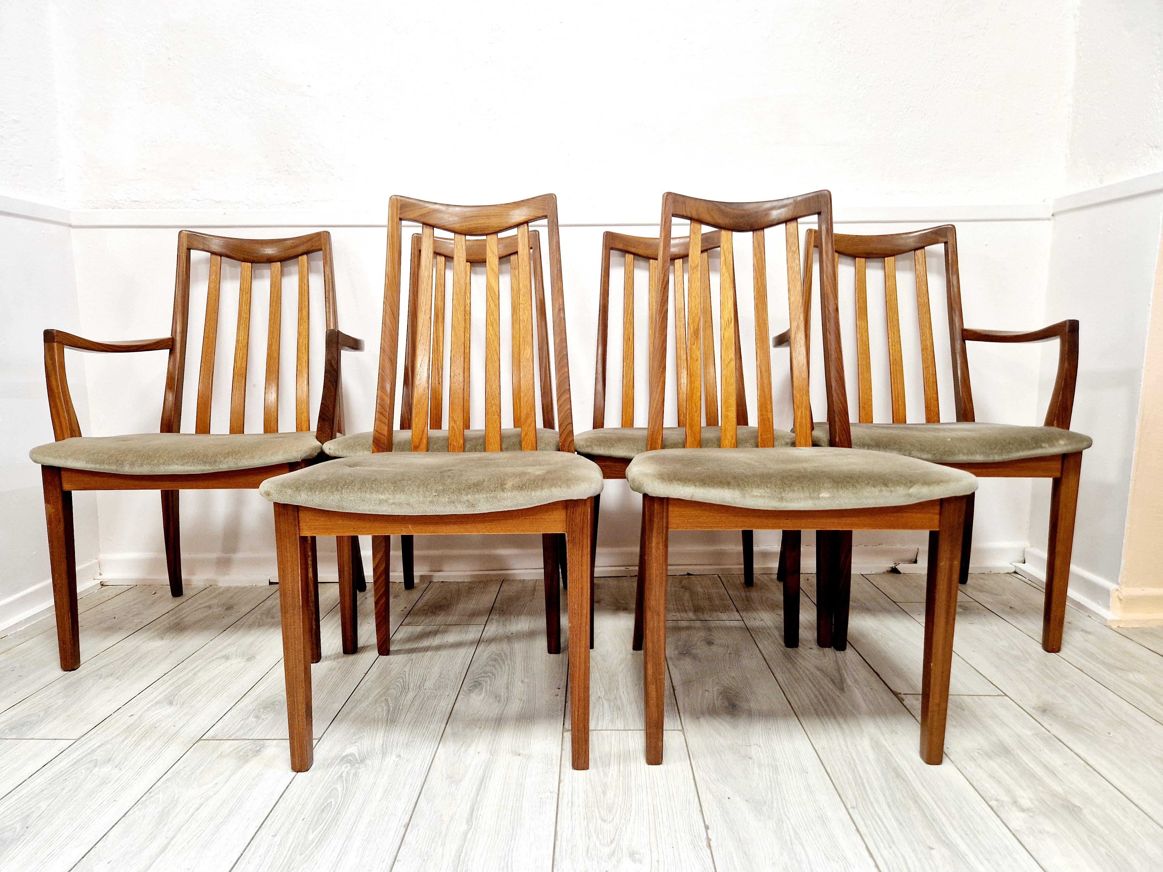 6 Mid Century G-Plan Teak Esszimmerstühle im Angebot 5