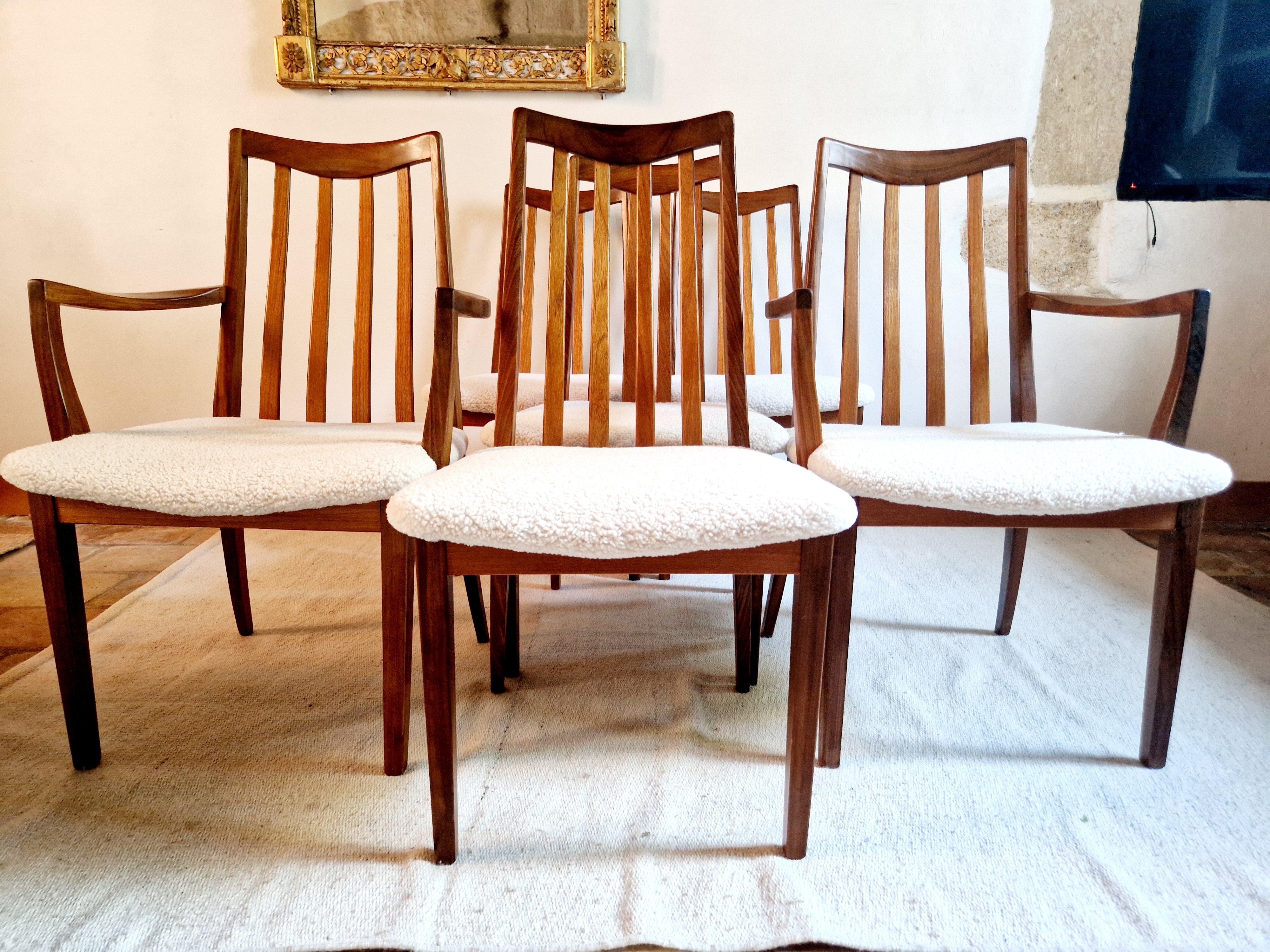 6 Sillas de comedor de teca Mid Century G-Plan en Bueno estado para la venta en Buxton, GB
