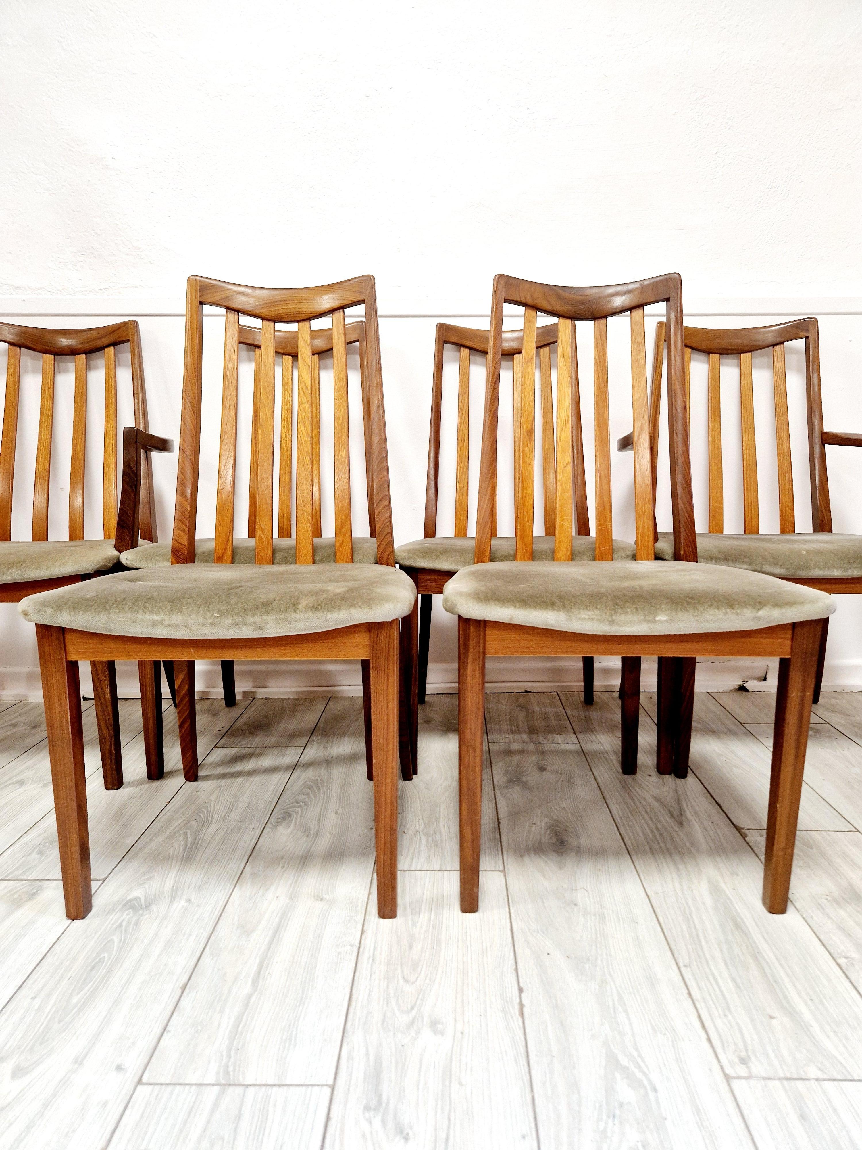 6 Mid Century G-Plan Teak Esszimmerstühle (20. Jahrhundert) im Angebot