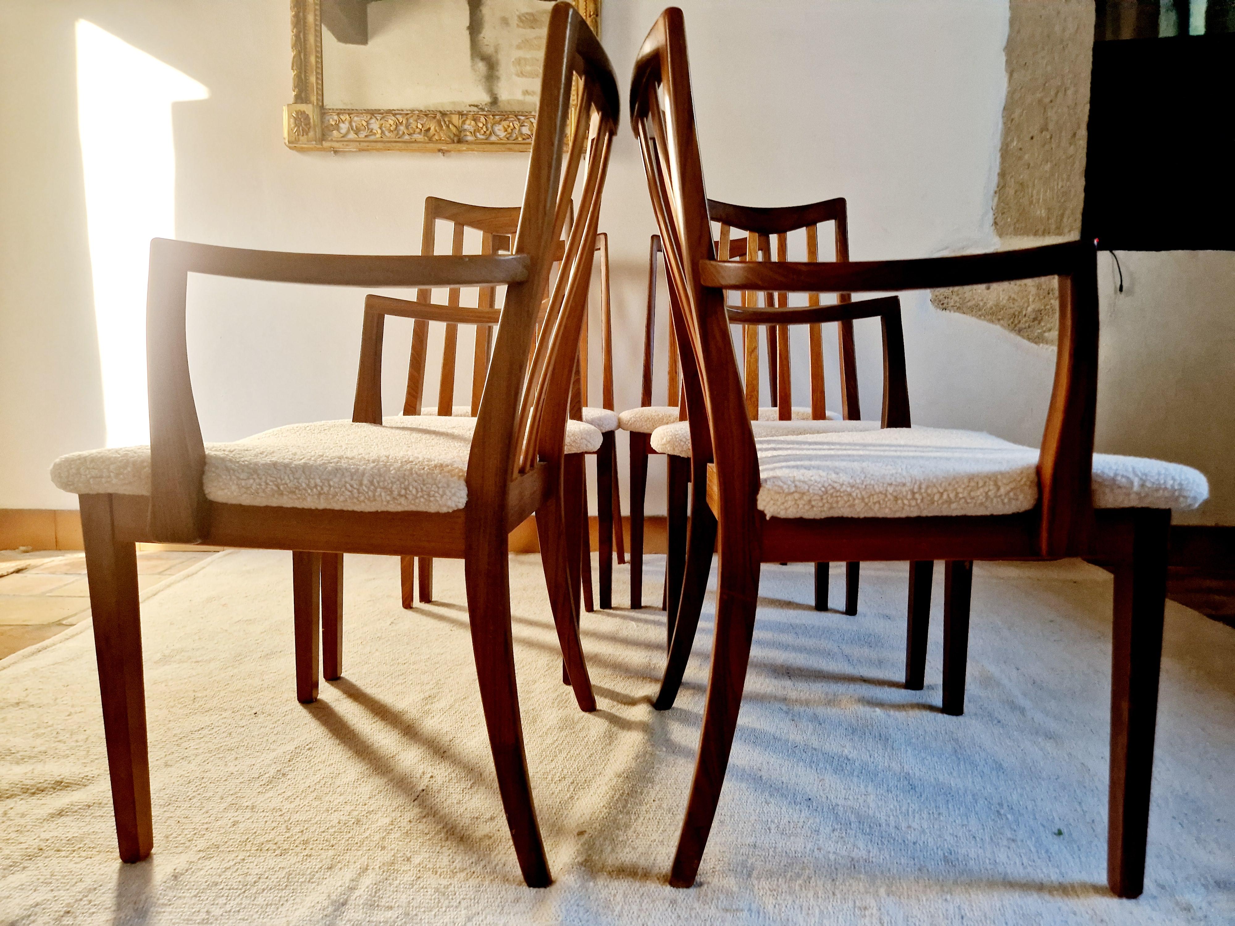 6 Sillas de comedor de teca Mid Century G-Plan siglo XX en venta