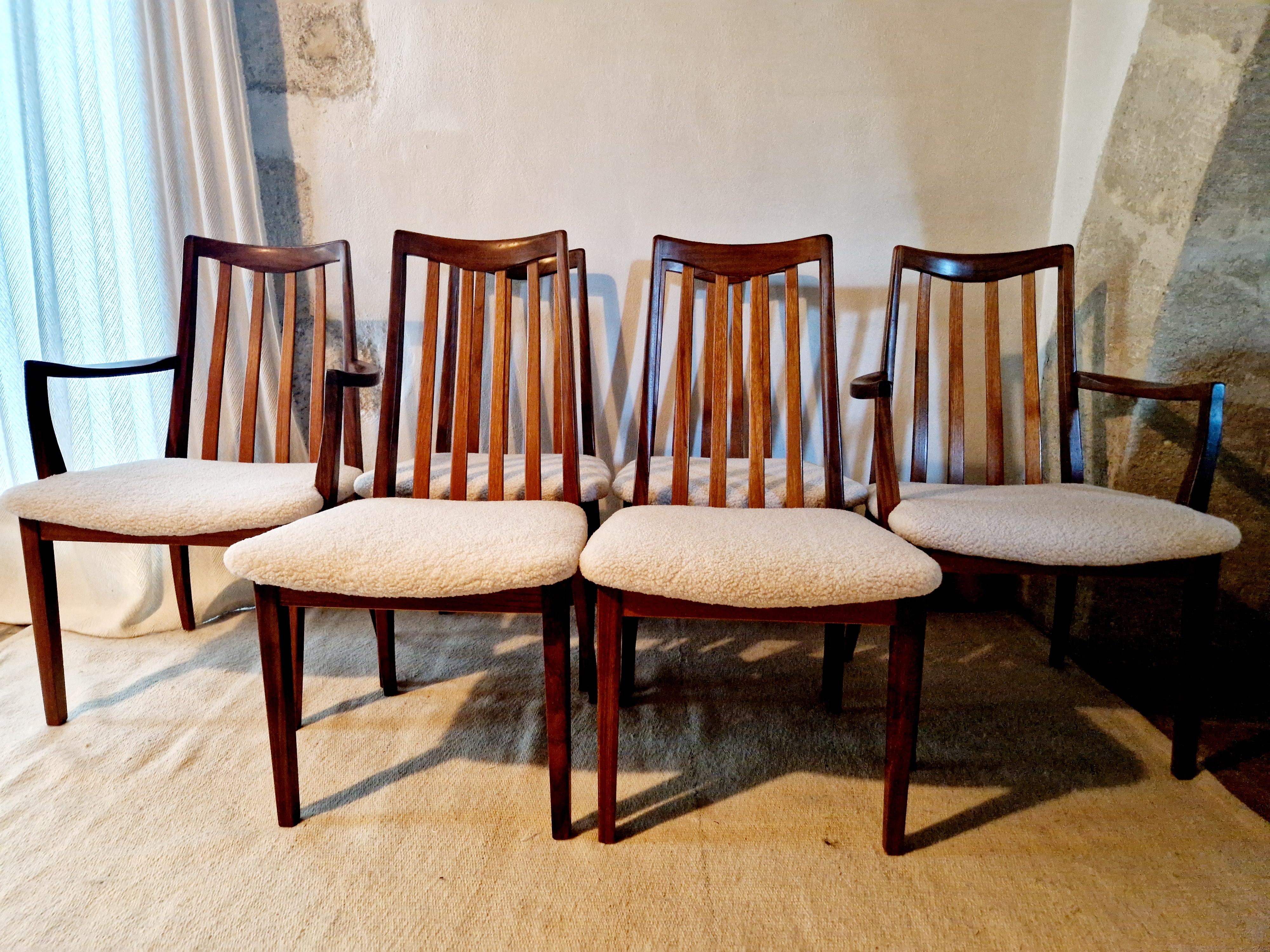 6 Sillas de comedor de teca Mid Century G-Plan Teca en venta