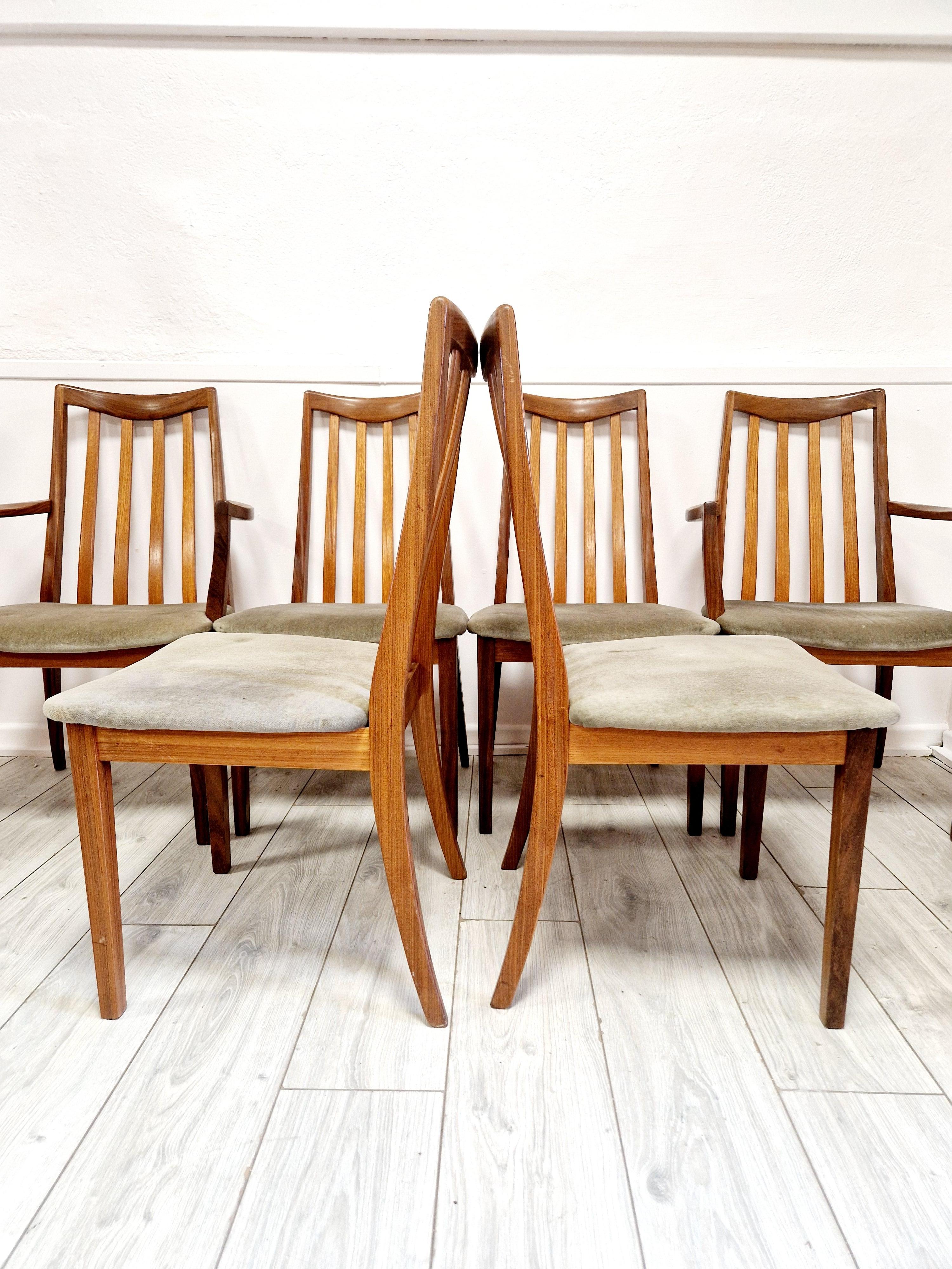 6 Mid Century G-Plan Teak Esszimmerstühle im Angebot 1