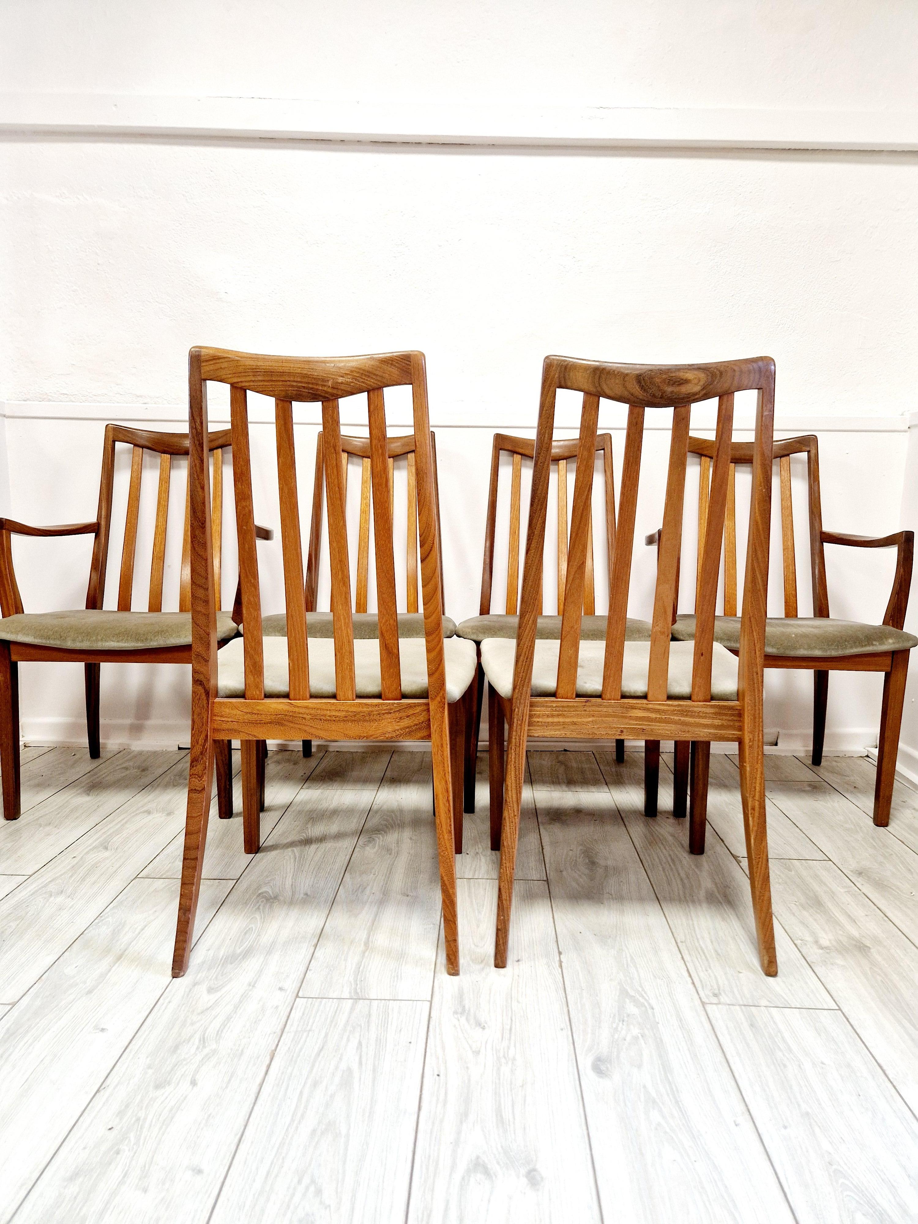 6 Mid Century G-Plan Teak Esszimmerstühle im Angebot 2