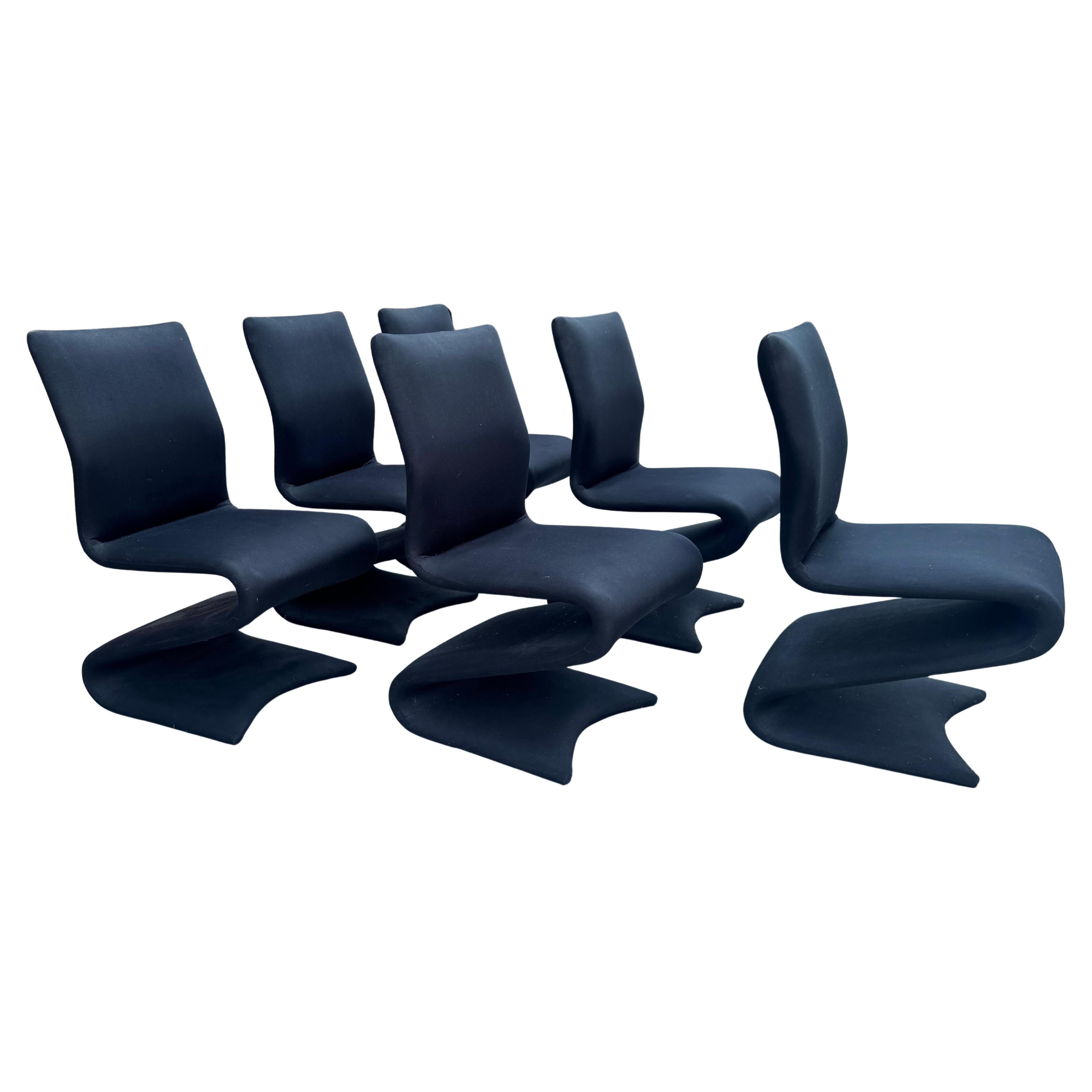 6 Mid Century Italian Modern Sculptural Dining "Z" Stühle nach Verner Panton