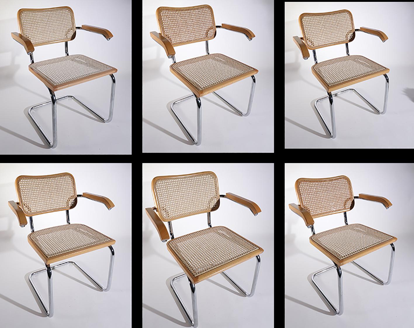 6 Midcentury Marcel Breuer B32 Cesca Chairs, Fasem Italy, 1970 8