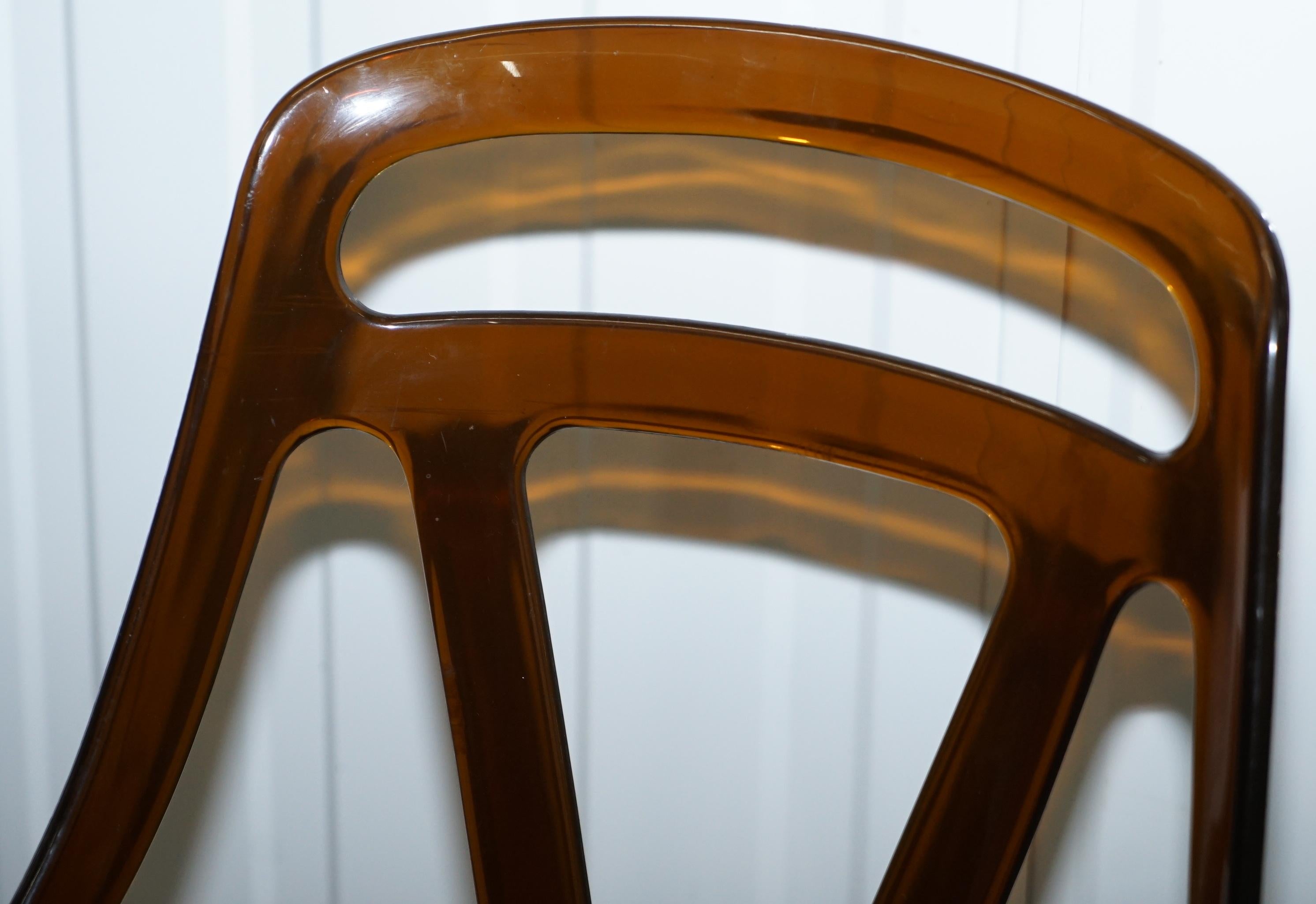 Hand-Crafted 6 Mid-Century Modern 1960s Sculptural Dining Chairs Steel Base Leather Seat