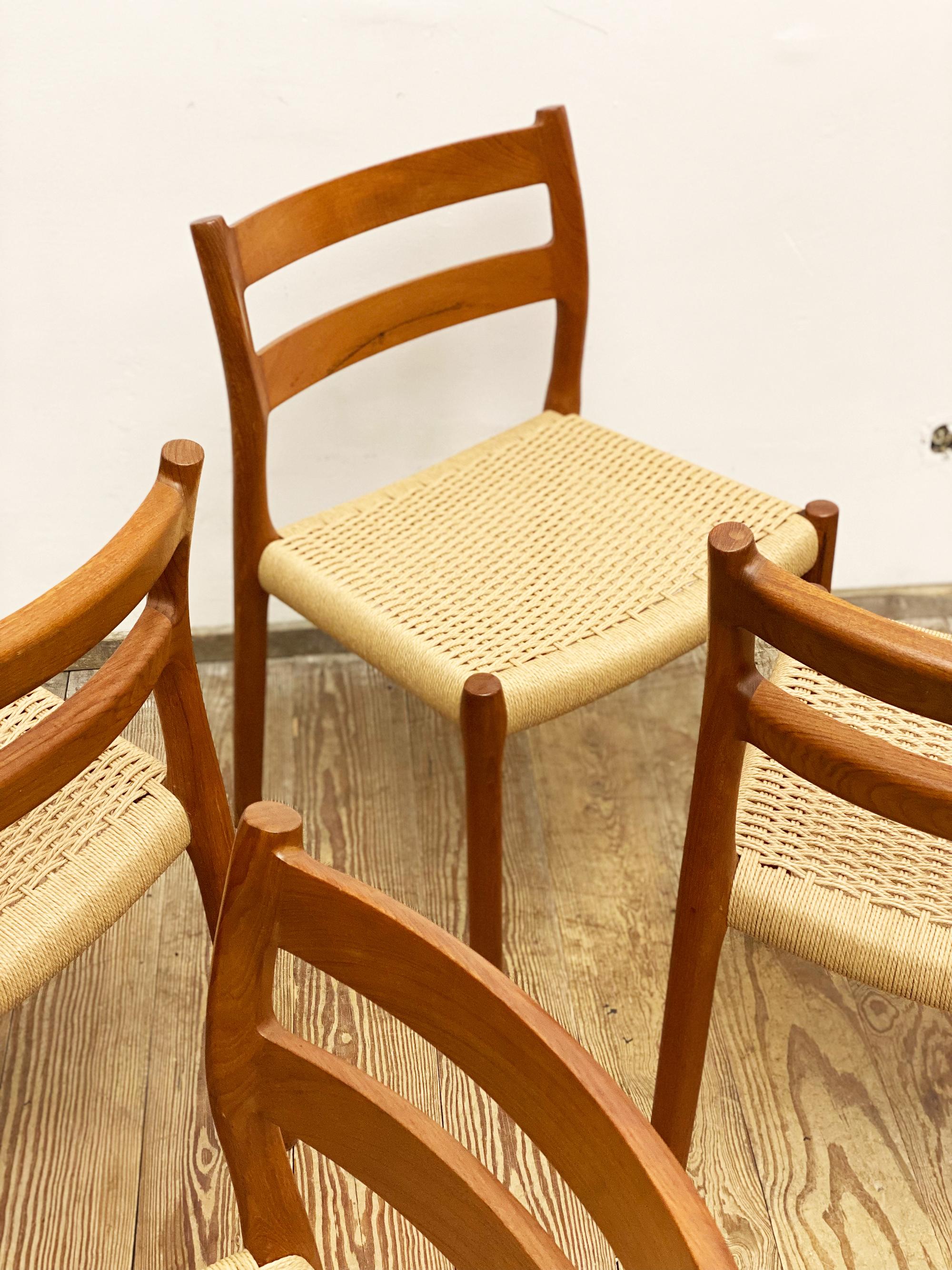 Mid-20th Century 6 Mid-Century Modern Teak Dining Chairs #84 by Niels O. Møller for J. L. Moller