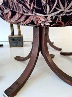 6 Mid Century Norwegian Bentwood Dining Lounge Chairs Botanical Upholstery