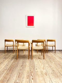 6 Mid-Century Oak Dining Chairs #56 & #75 by Niels O. Møller for J. L. Moller