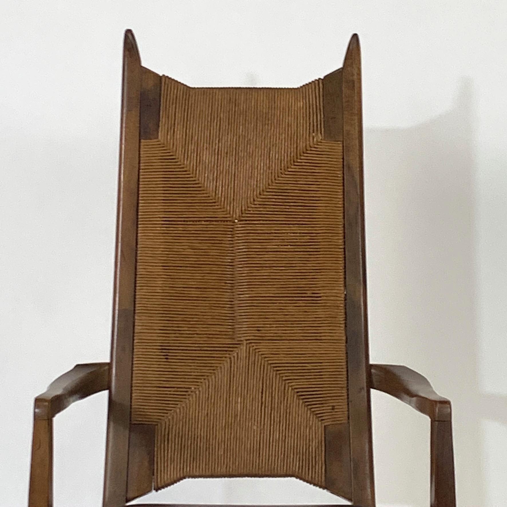 6 Midcentury Organic Modern Rush Dining Chairs 1960s Manner of Bert England 2