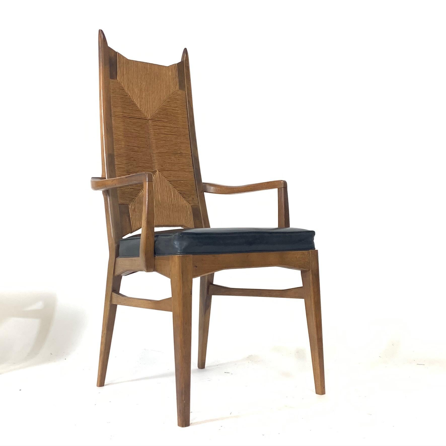 6 Midcentury Organic Modern Rush Dining Chairs 1960s Manner of Bert England 4