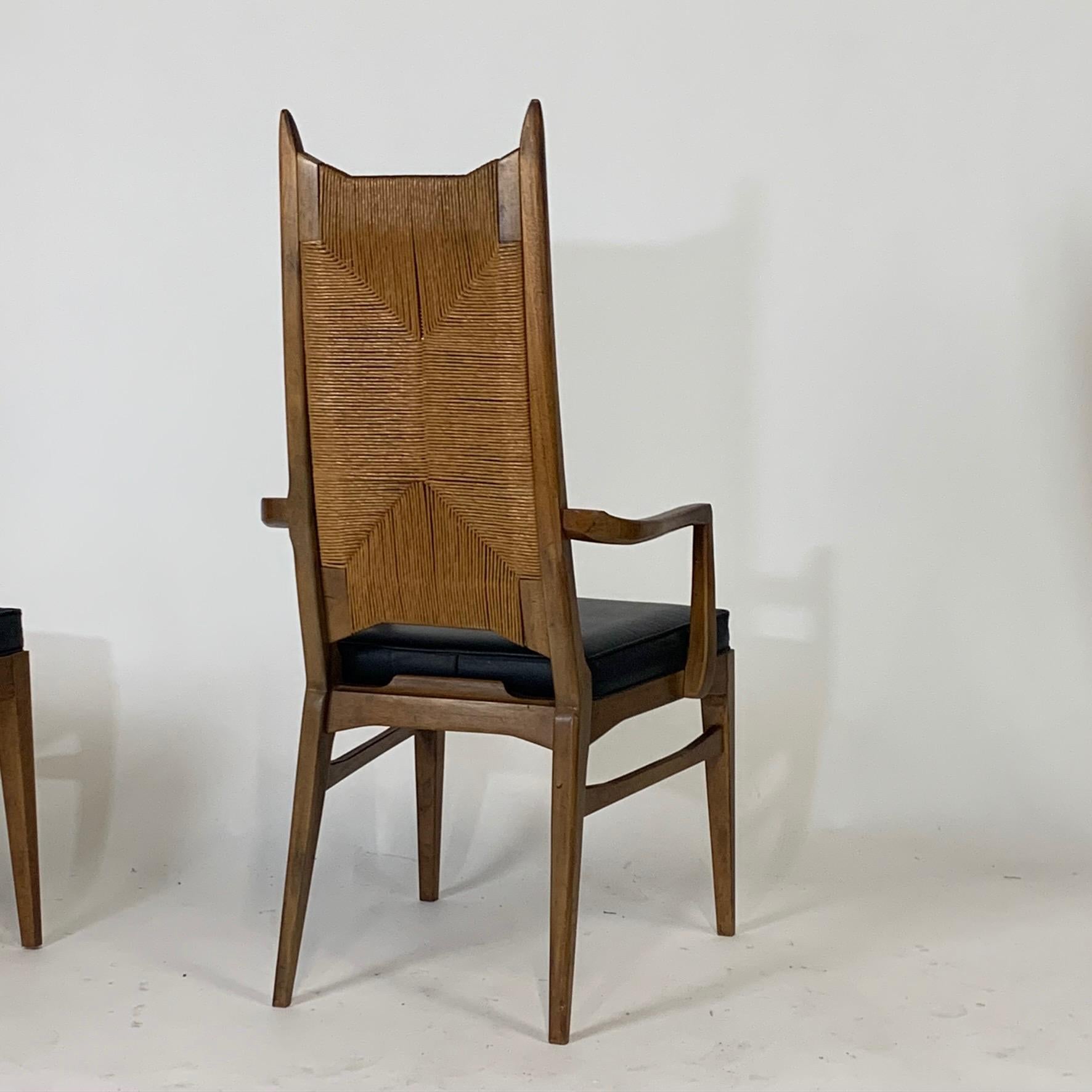 6 Midcentury Organic Modern Rush Dining Chairs 1960s Manner of Bert England 5