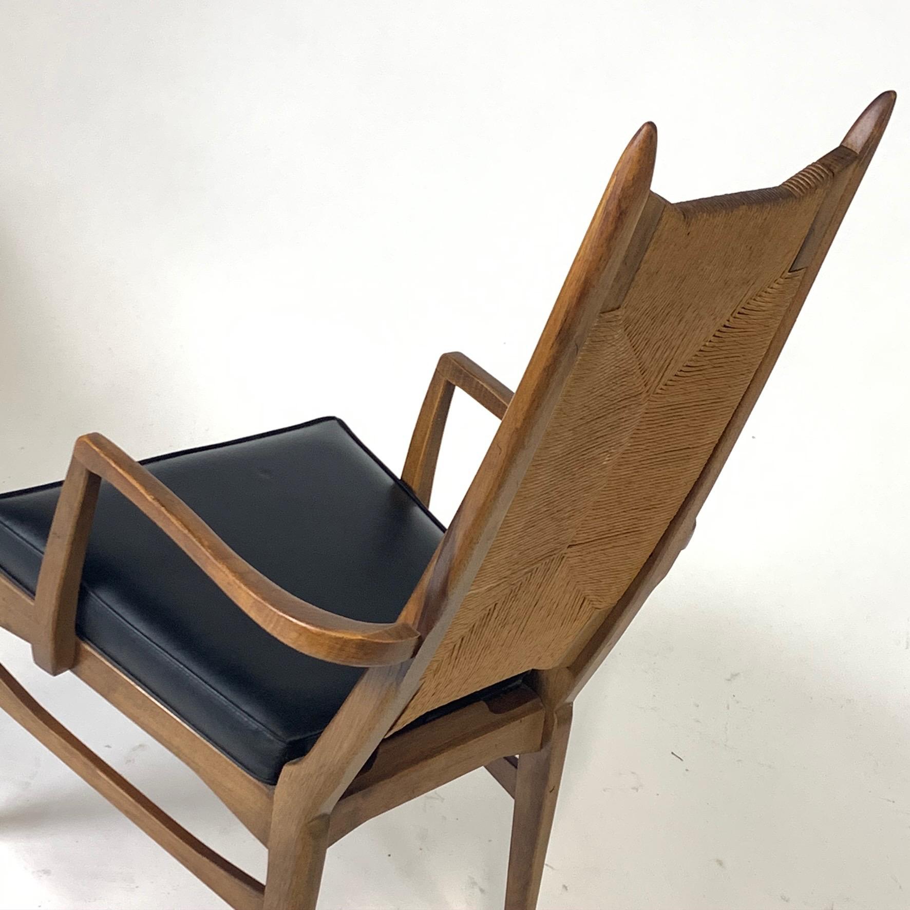 6 Midcentury Organic Modern Rush Dining Chairs 1960s Manner of Bert England 6