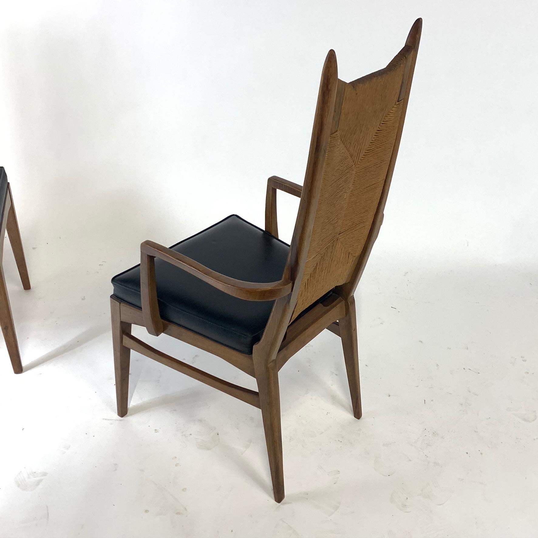Mid-Century Modern 6 Midcentury Organic Modern Rush Dining Chairs 1960s Manner of Bert England