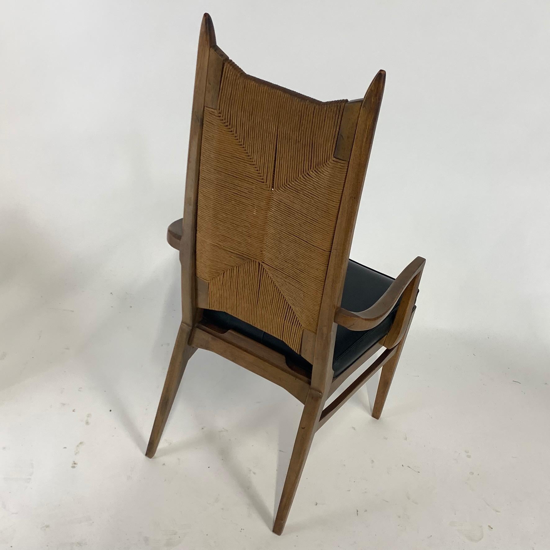 Hand-Woven 6 Midcentury Organic Modern Rush Dining Chairs 1960s Manner of Bert England
