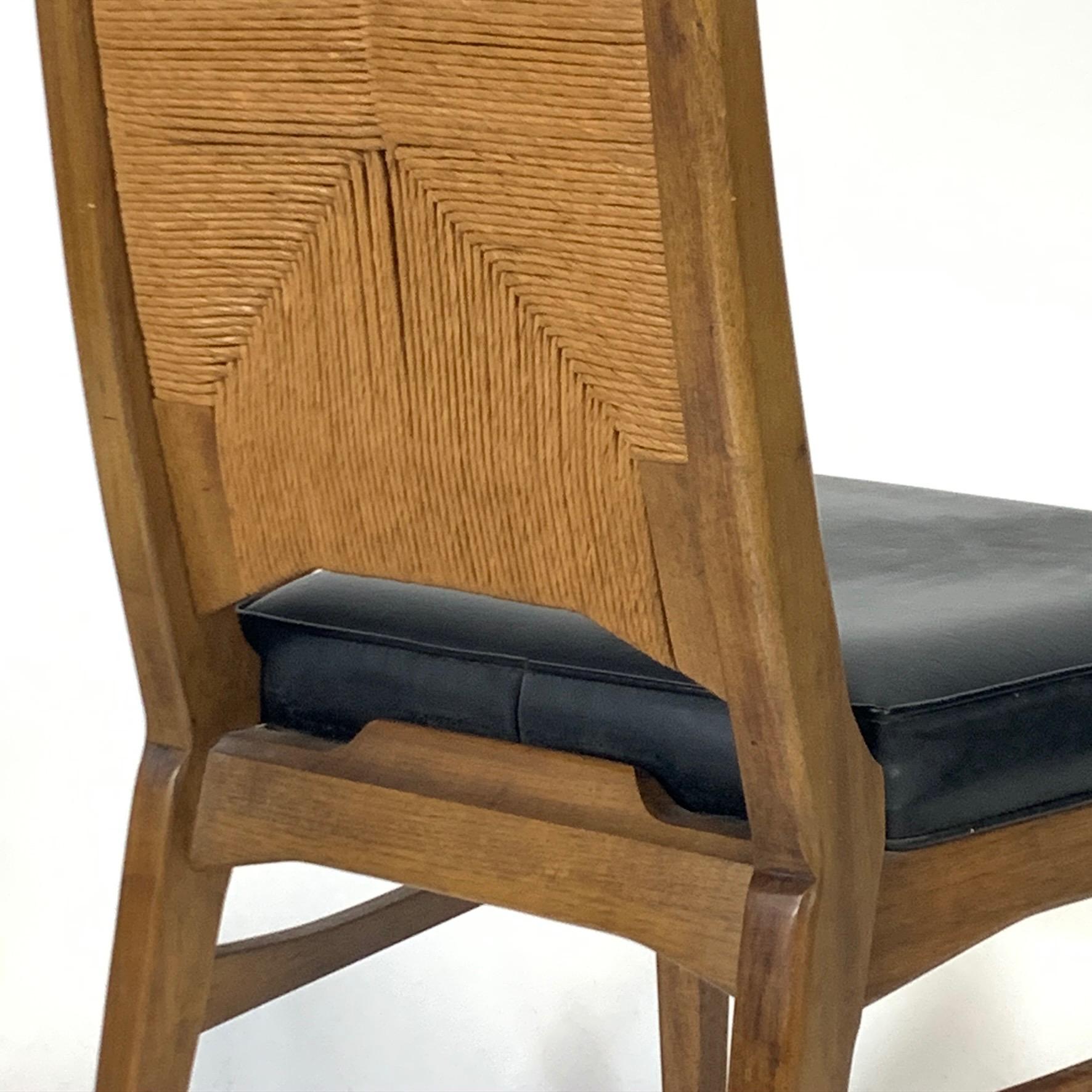 Mid-20th Century 6 Midcentury Organic Modern Rush Dining Chairs 1960s Manner of Bert England