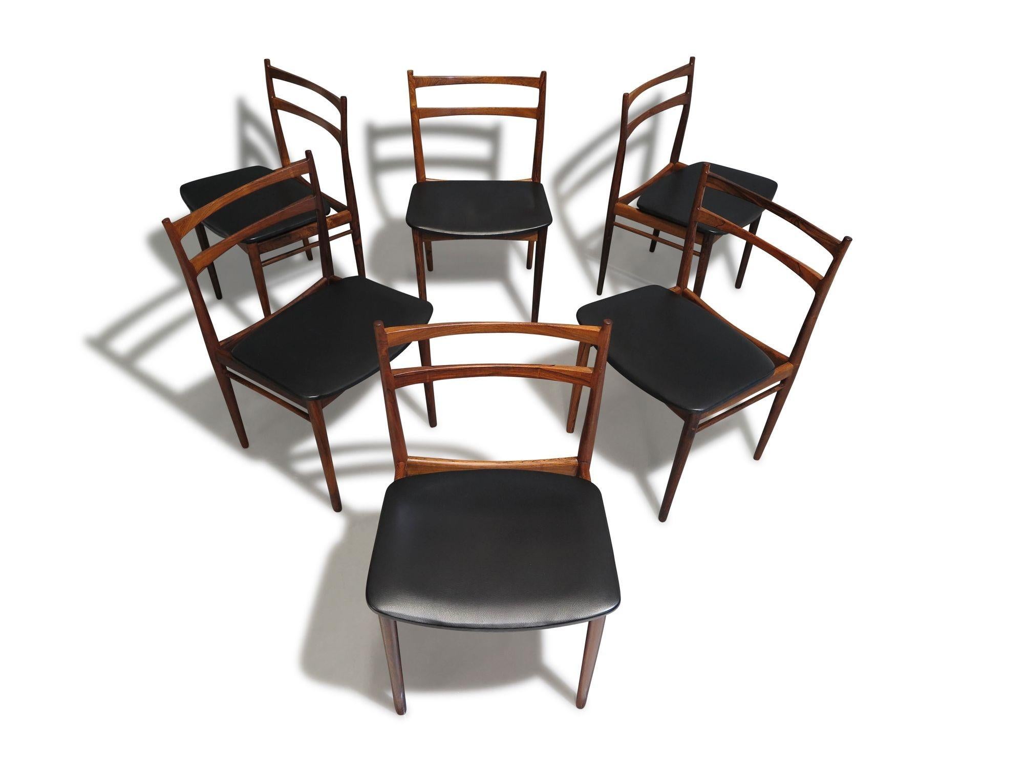 6 Chaises de salle à manger danoises en bois de rose Rosengren Hansen du milieu du siècle en vente 3
