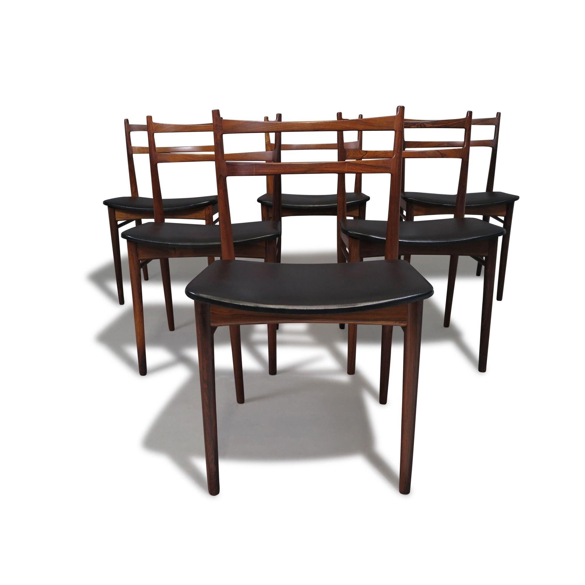 20th Century 6 Mid-century Rosengren Hansen Rosewood Danish Dining Chairs For Sale