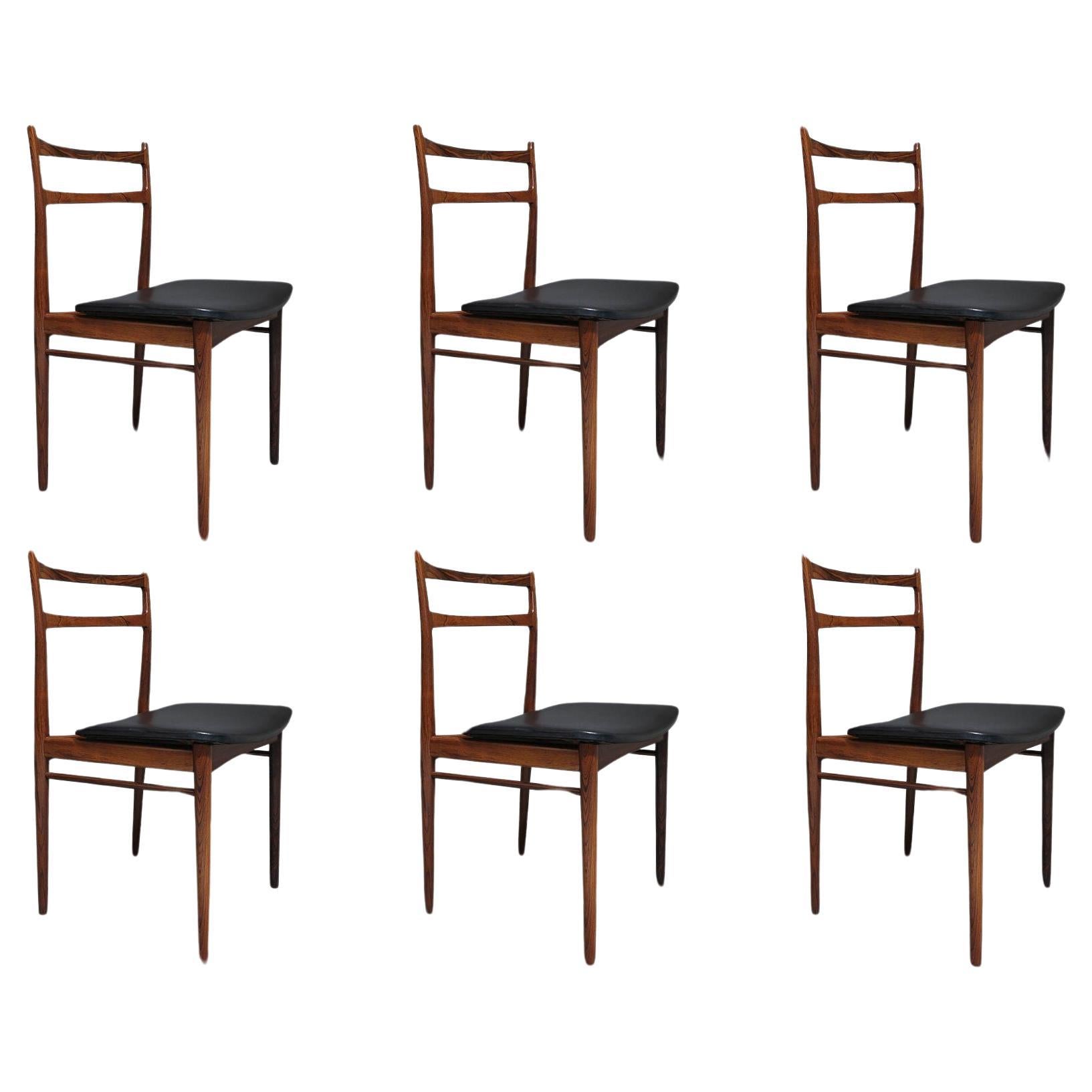 6 Mid-century Rosengren Hansen Rosewood Danish Dining Chairs For Sale