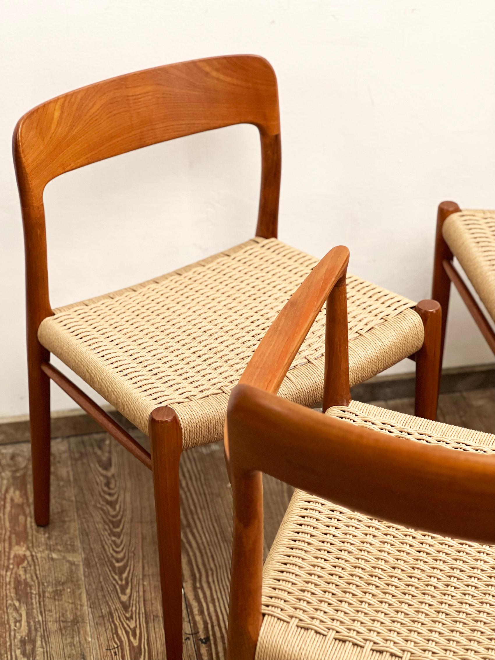 6 Mid-Century Teak Dining Chairs  No.56 & 75 by Niels O. Møller for J. L. Moller For Sale 2