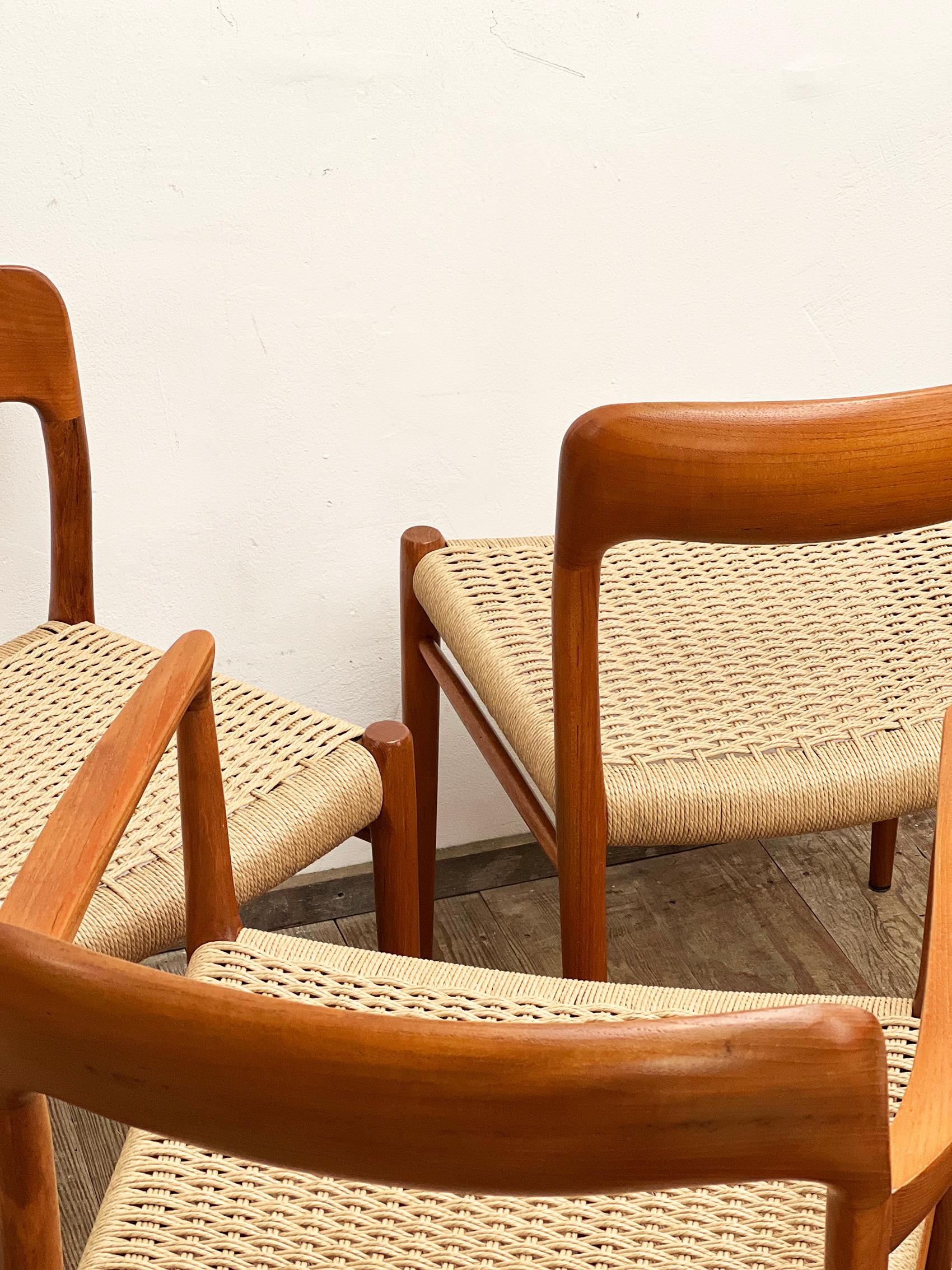 6 Mid-Century Teak Dining Chairs  No.56 & 75 by Niels O. Møller for J. L. Moller For Sale 3