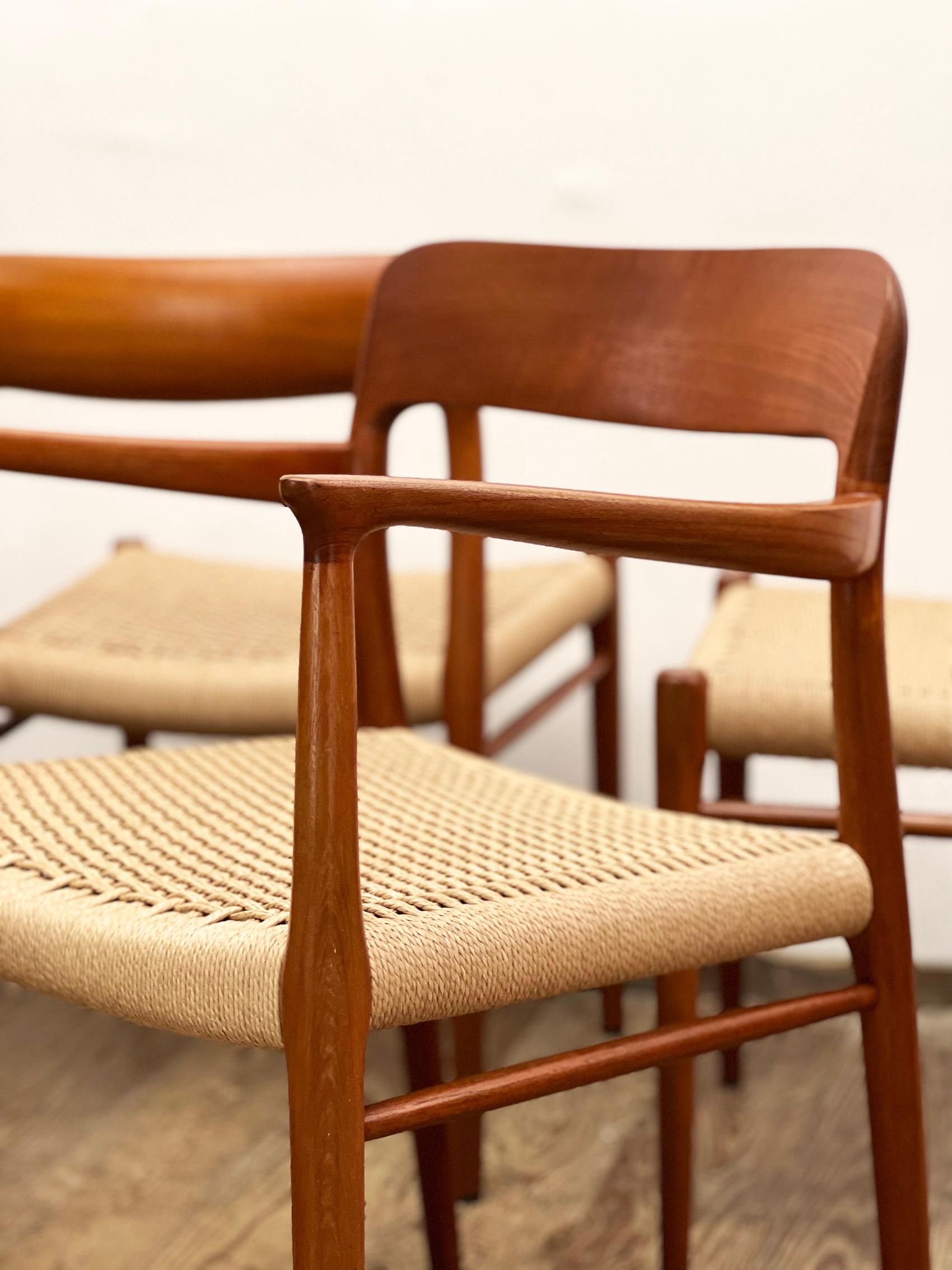 6 Mid-Century Teak Dining Chairs  No.56 & 75 by Niels O. Møller for J. L. Moller For Sale 4
