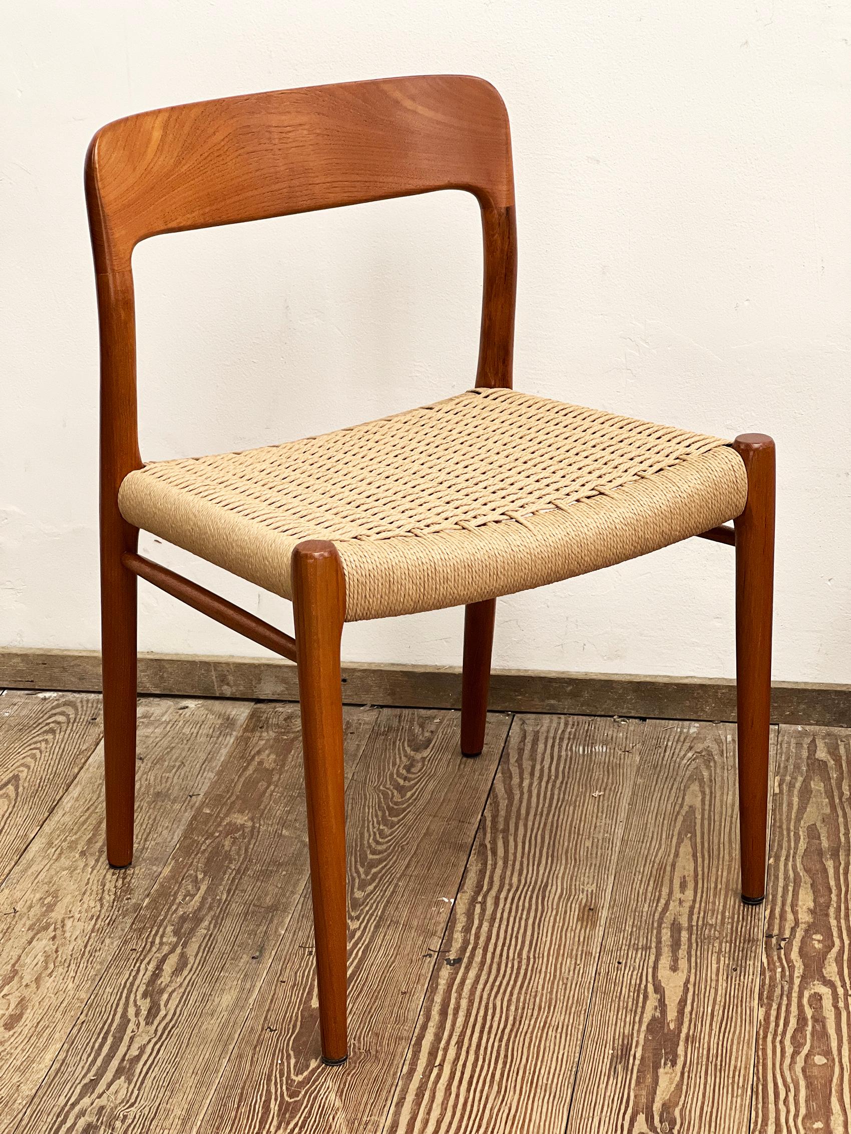 6 Mid-Century Teak Dining Chairs  No.56 & 75 by Niels O. Møller for J. L. Moller For Sale 9