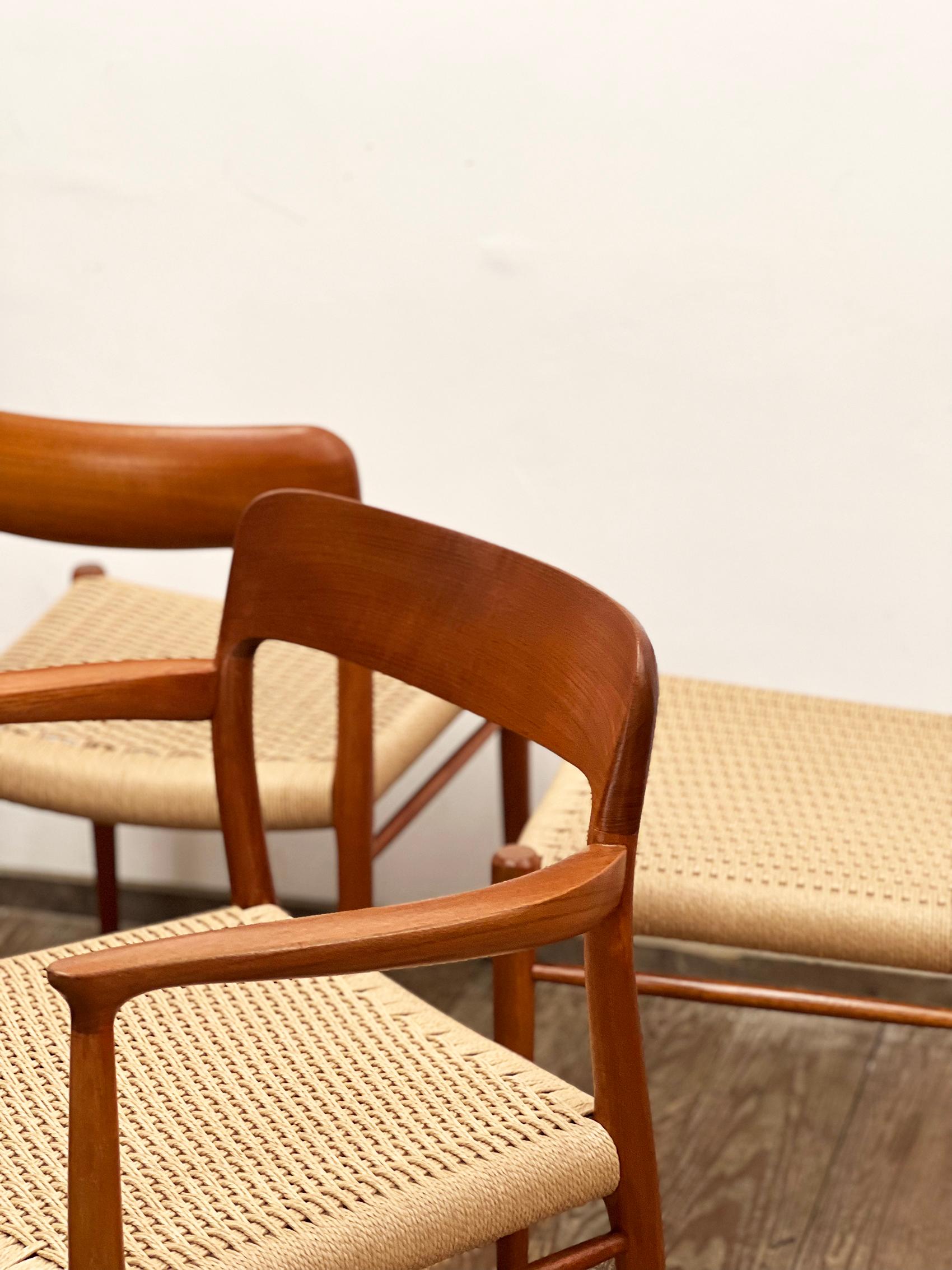 Mid-20th Century 6 Mid-Century Teak Dining Chairs  No.56 & 75 by Niels O. Møller for J. L. Moller For Sale
