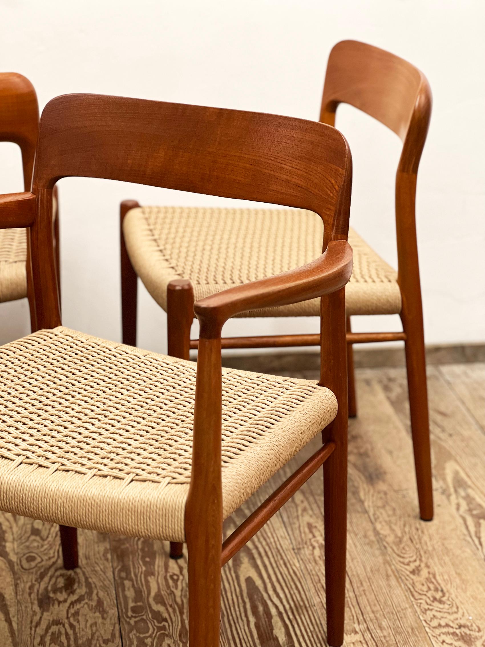 6 Mid-Century Teak Dining Chairs  No.56 & 75 by Niels O. Møller for J. L. Moller For Sale 1