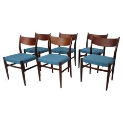 6 sillas de comedor tapizadas de teca de estilo danés Yngve Ekstrom para Swedese Suecia