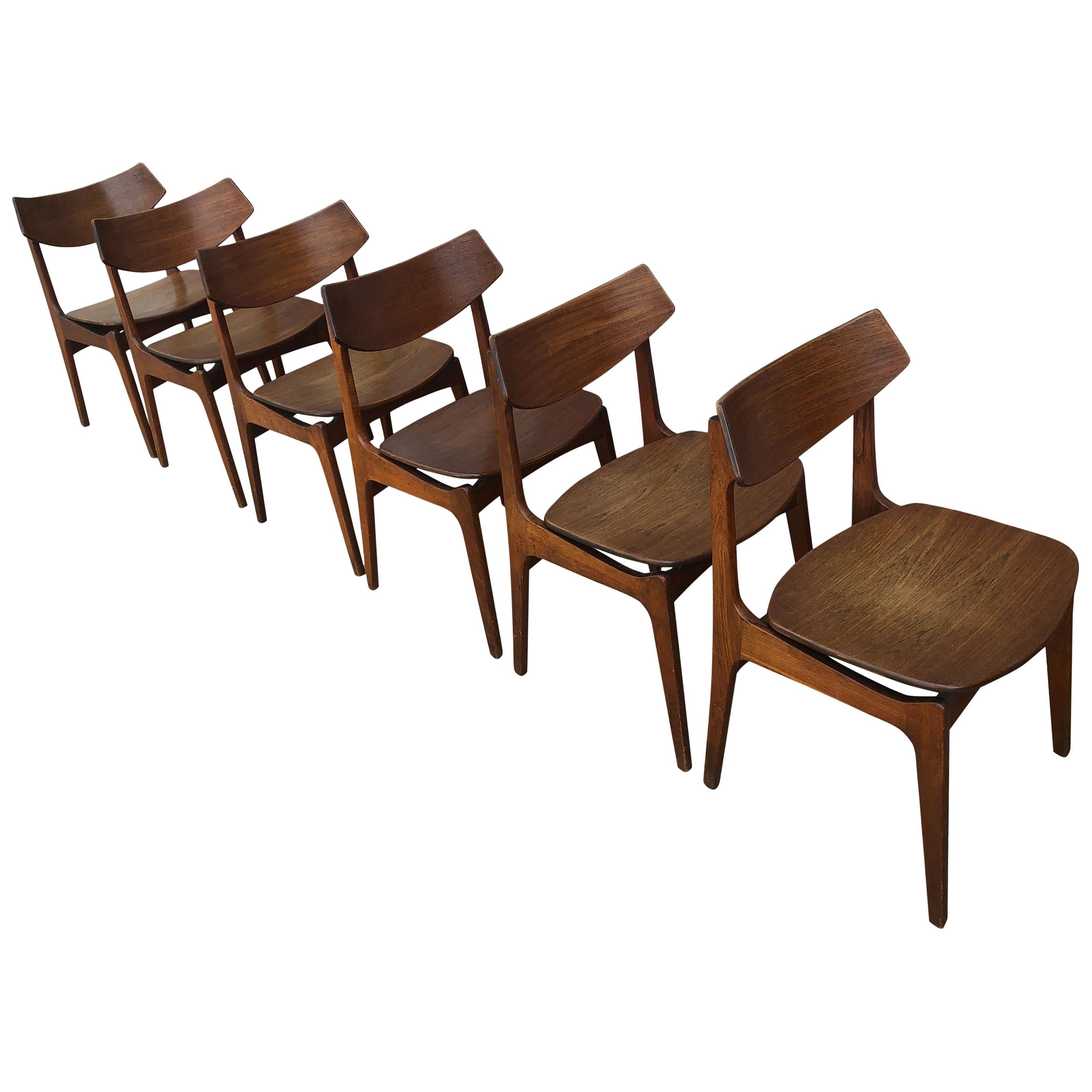 6 Midcentury Danish teak Erik Buch Dining Chairs for Funder-Schmidt & Madsen