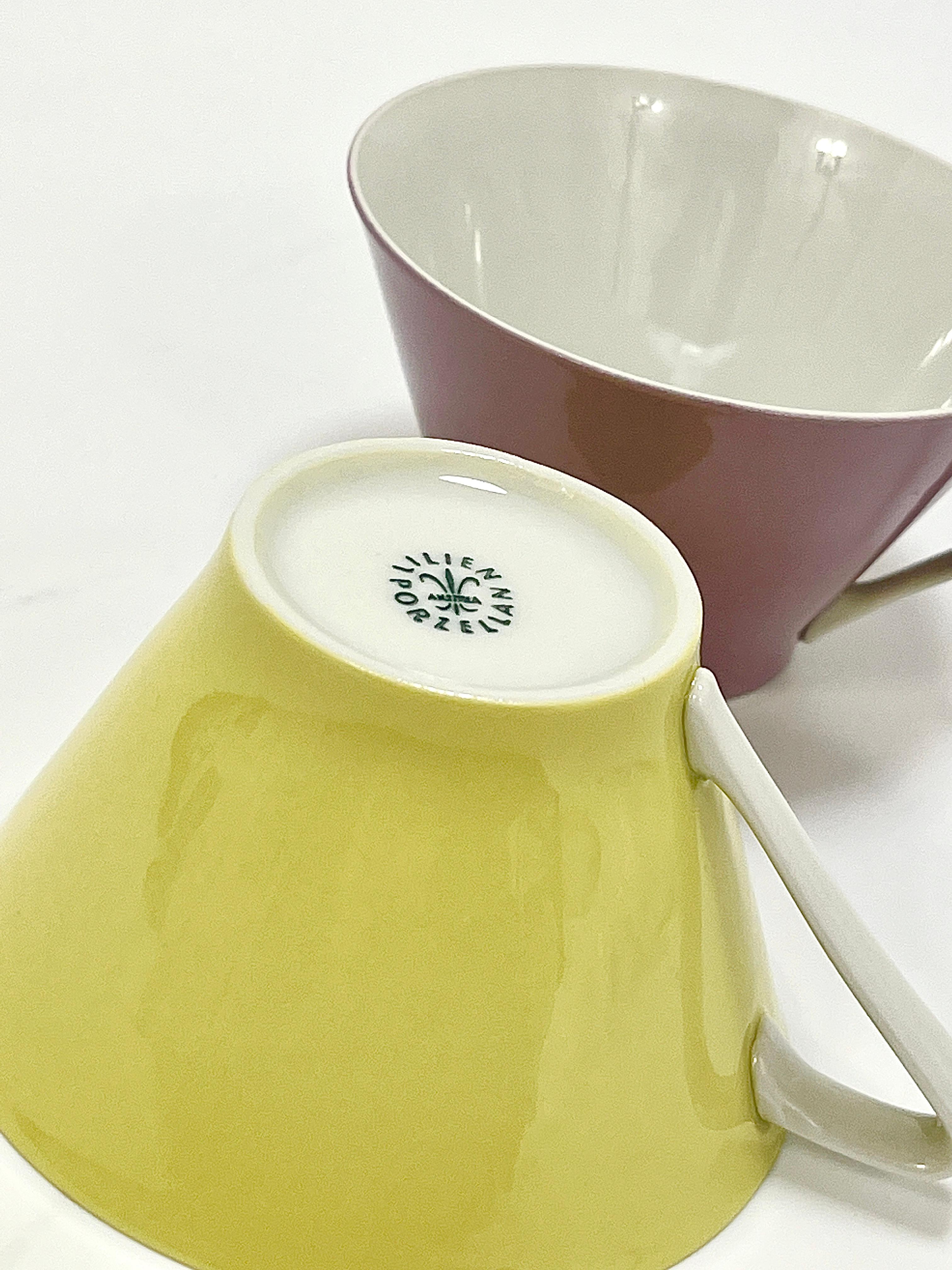 6 Midcentury Pastel Daisy Porcelain Coffee Cups, Lilien, Austria, 1950s For Sale 9