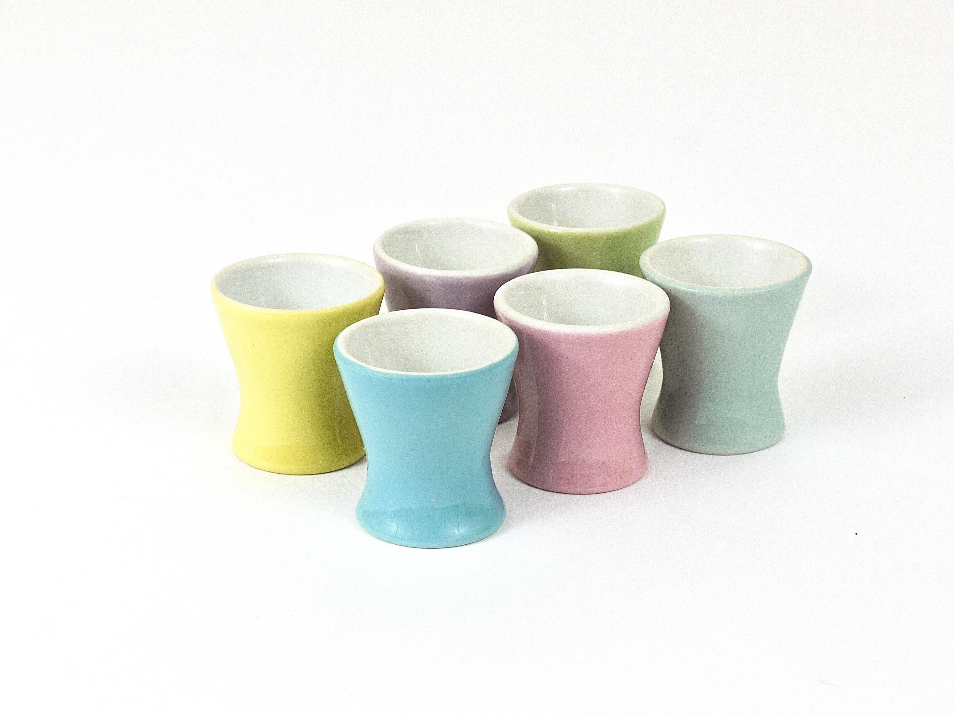 A set of six charming egg cups from the 